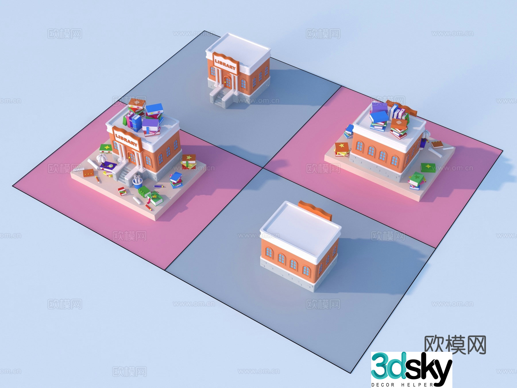 Cartoon toys architectural sketch 3d model
