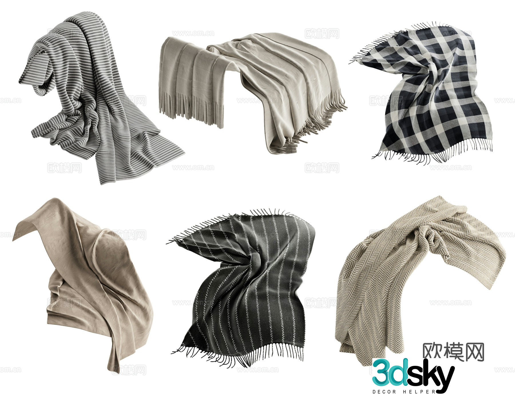 Modern sofa blanket blanket blanket 3d model