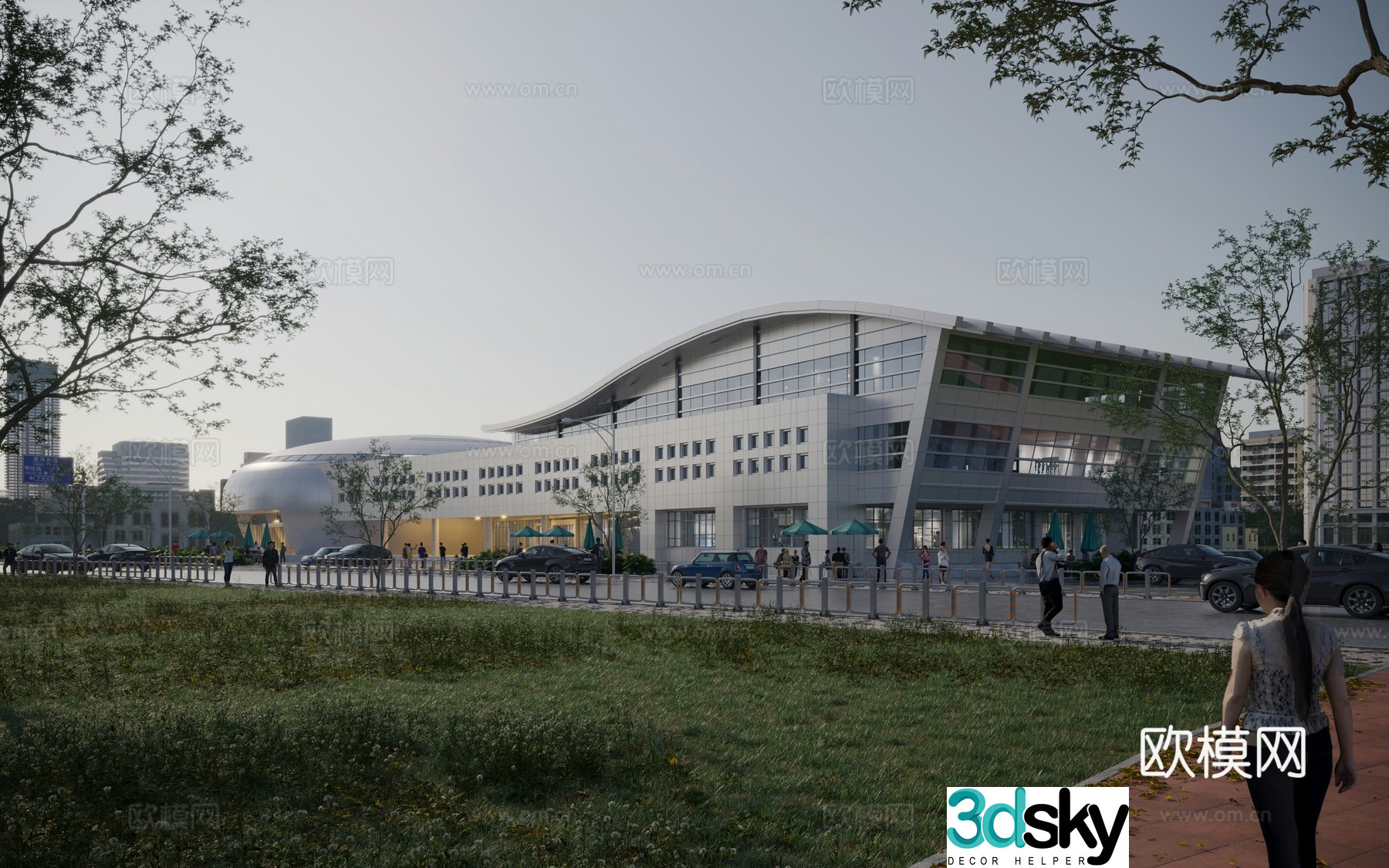 Modern office building exterior 3d model