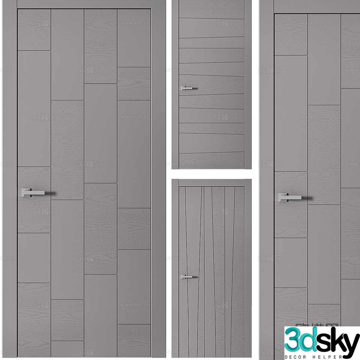 Modern entrance door bedroom door single door swing door 3d model
