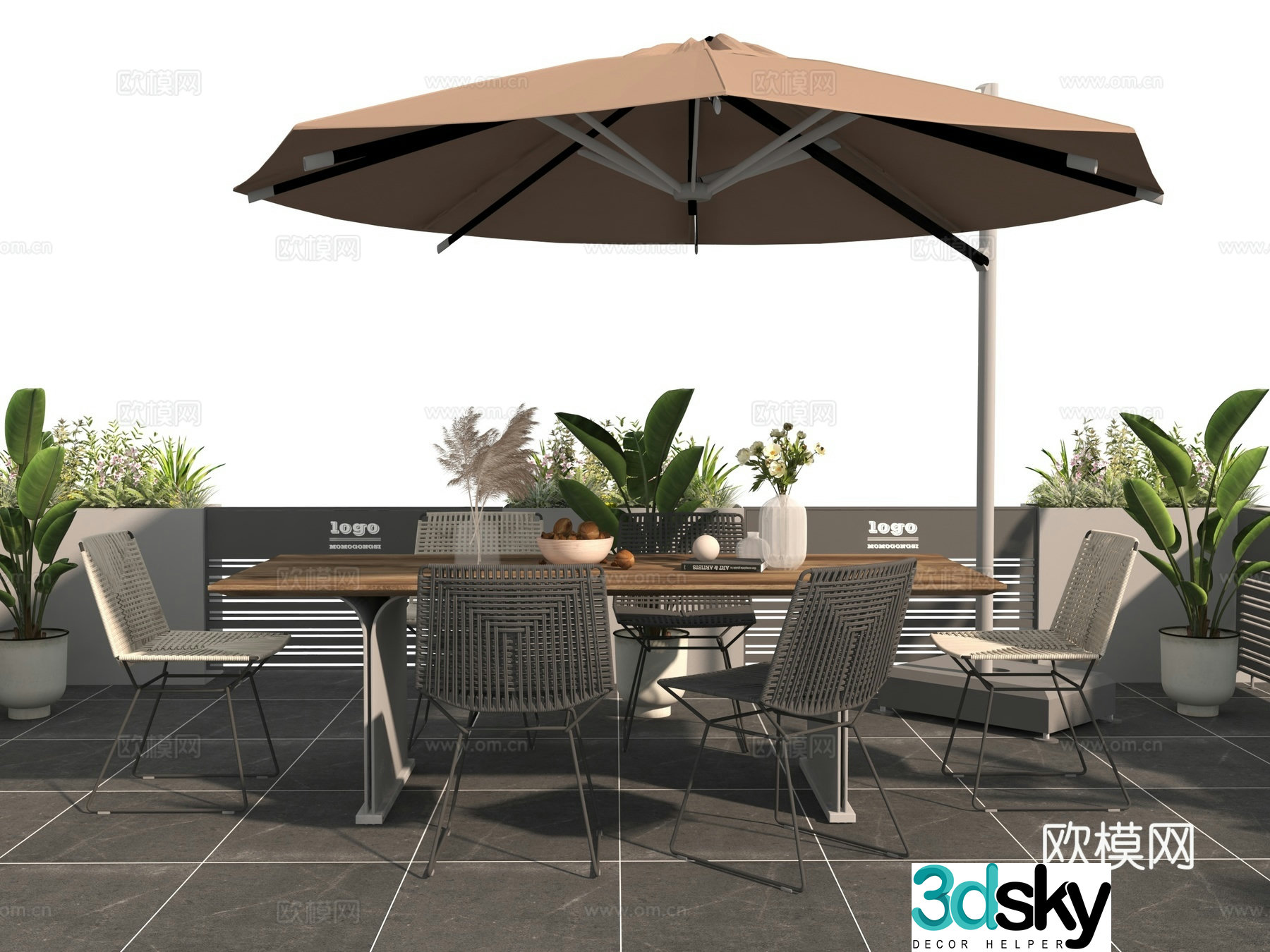 Modern commercial exterior outdoor tables and chairs 3D model
