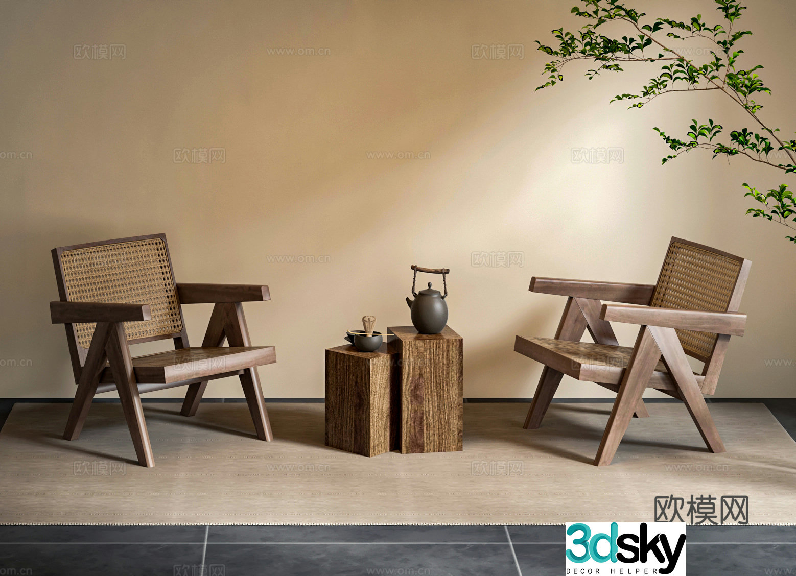 Wabi-sabi chair leisure chair 3d model