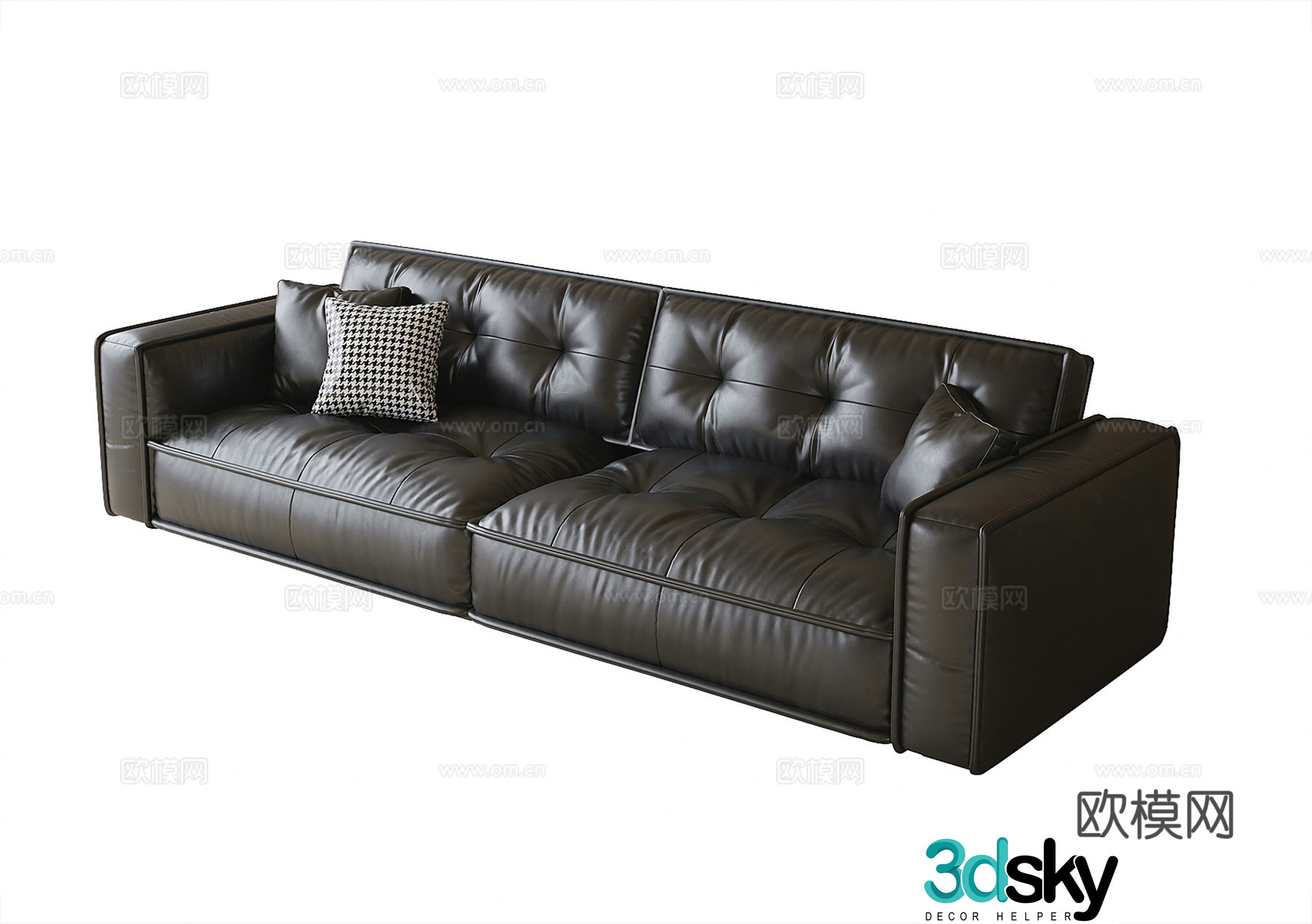 Modern leather sofa loveseat 3d model