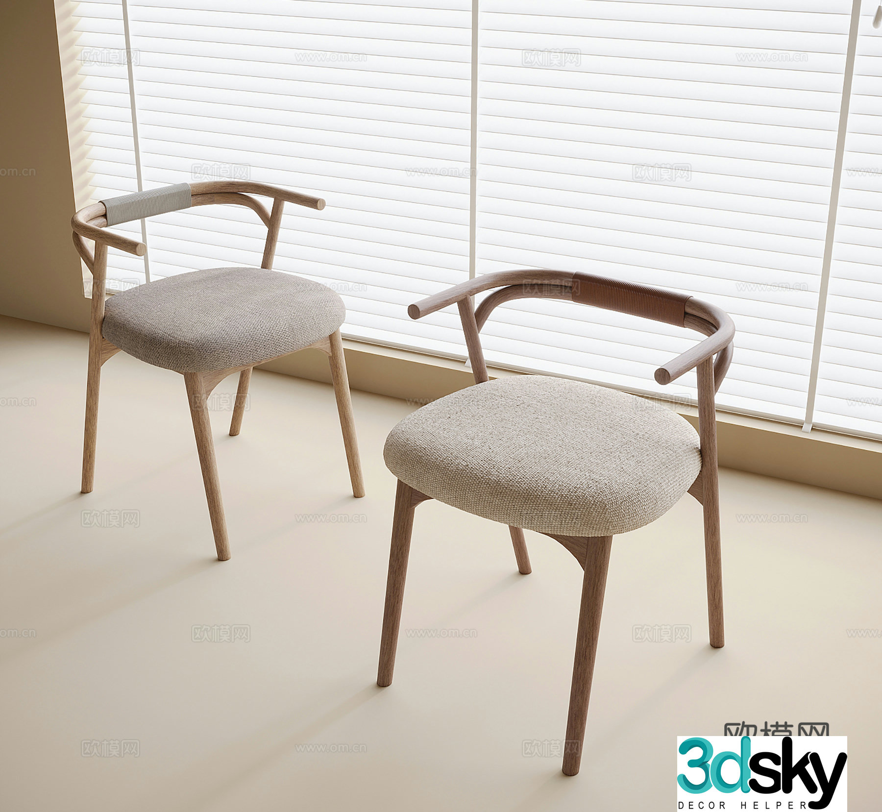 Modern single chair tea chair book chair dining chair 3D model