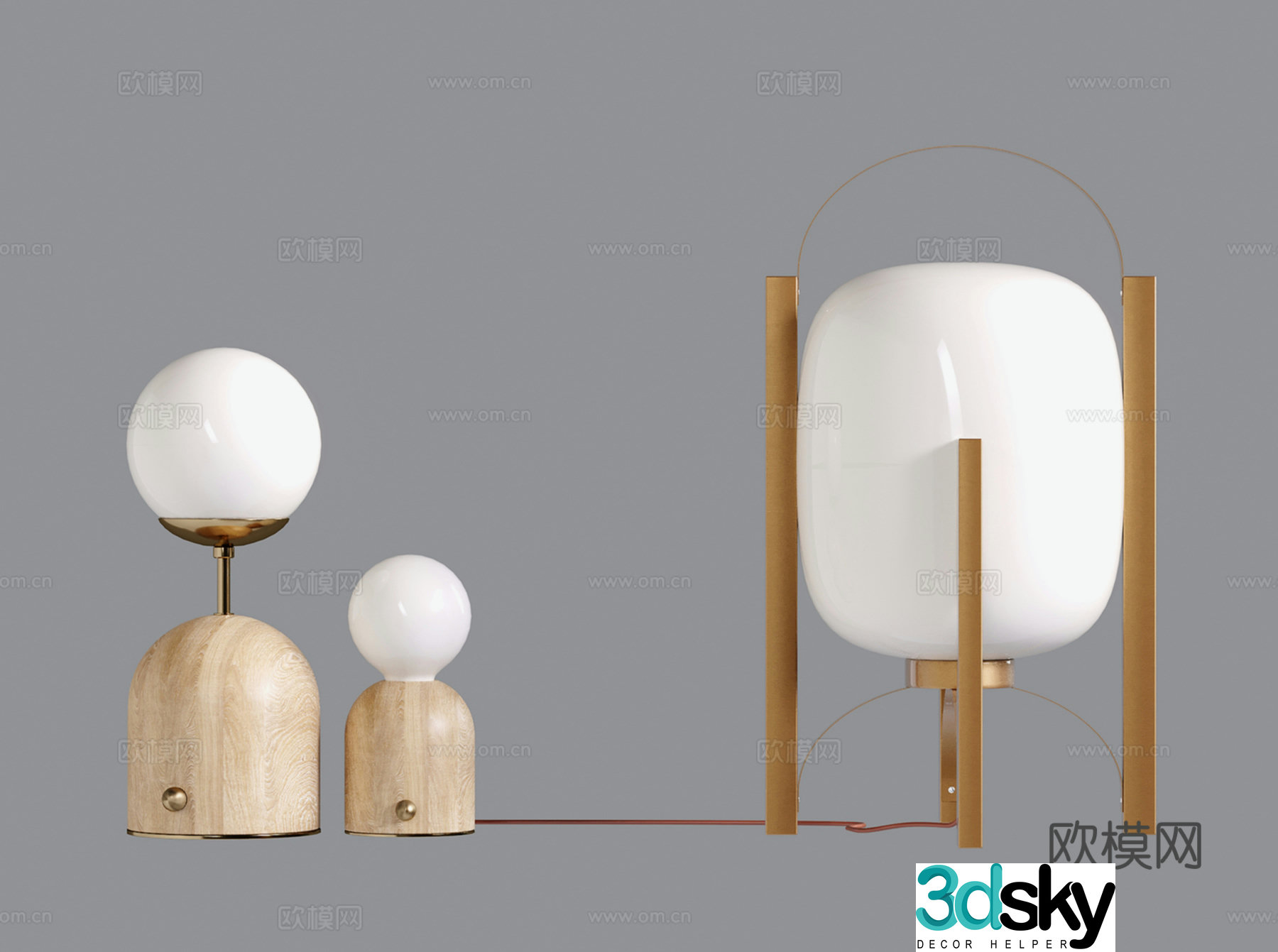 Log table lamp spherical table lamp 3d model