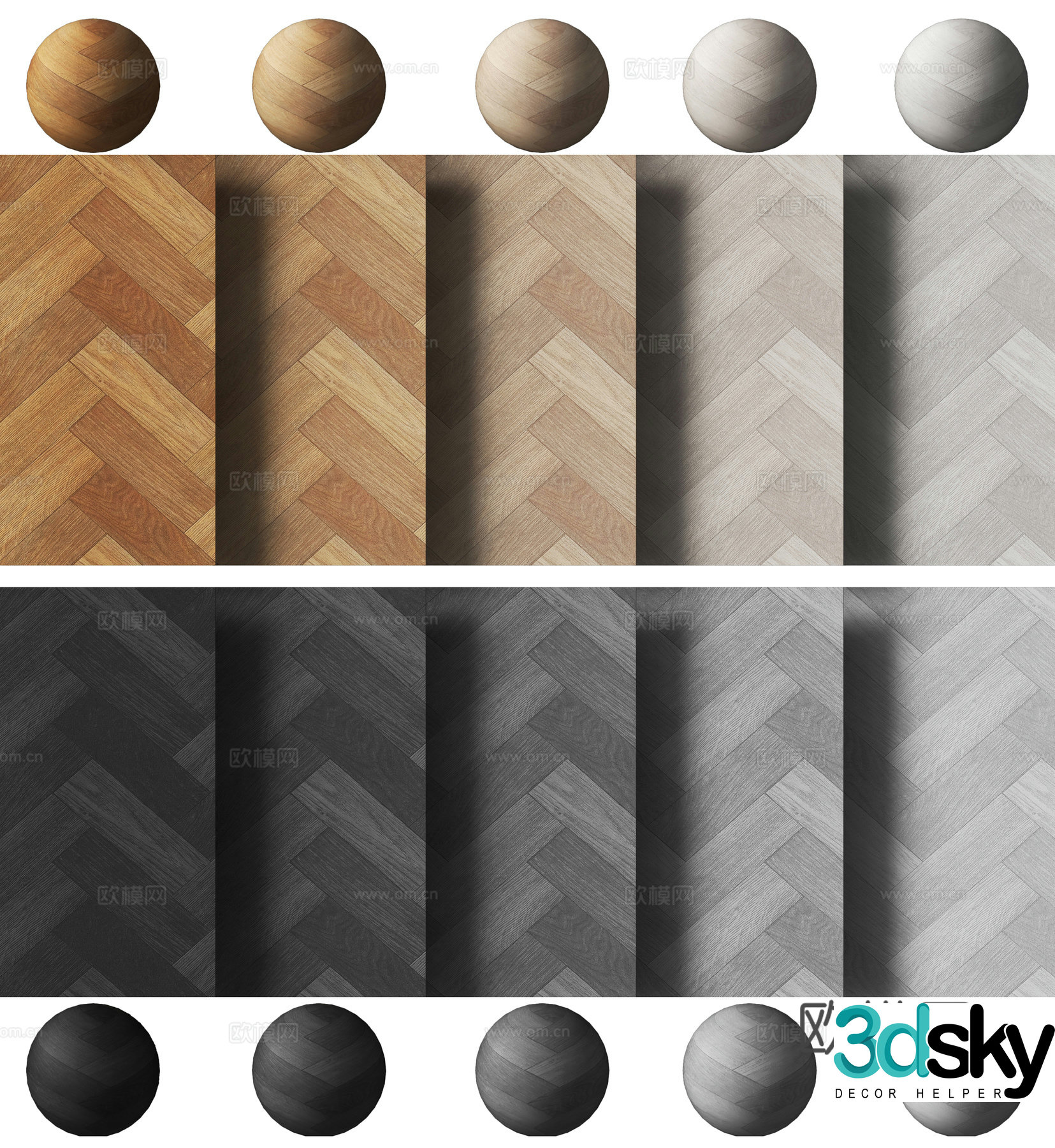 Modern herringbone parquet flooring 3d model