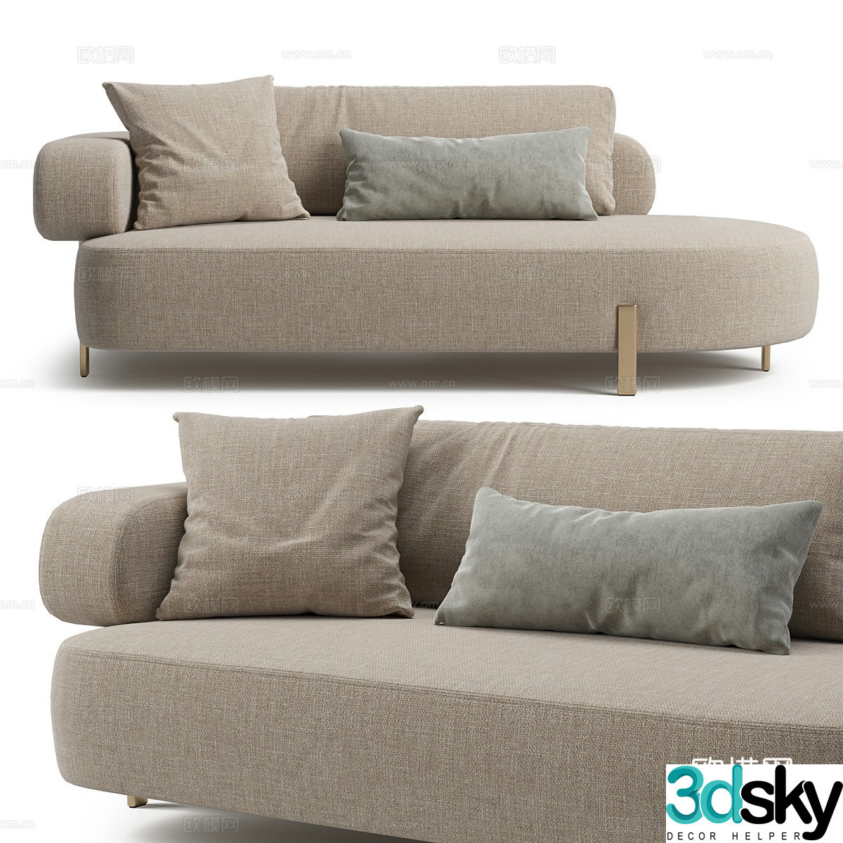 Modern fabric sofa leisure sofa 3d model