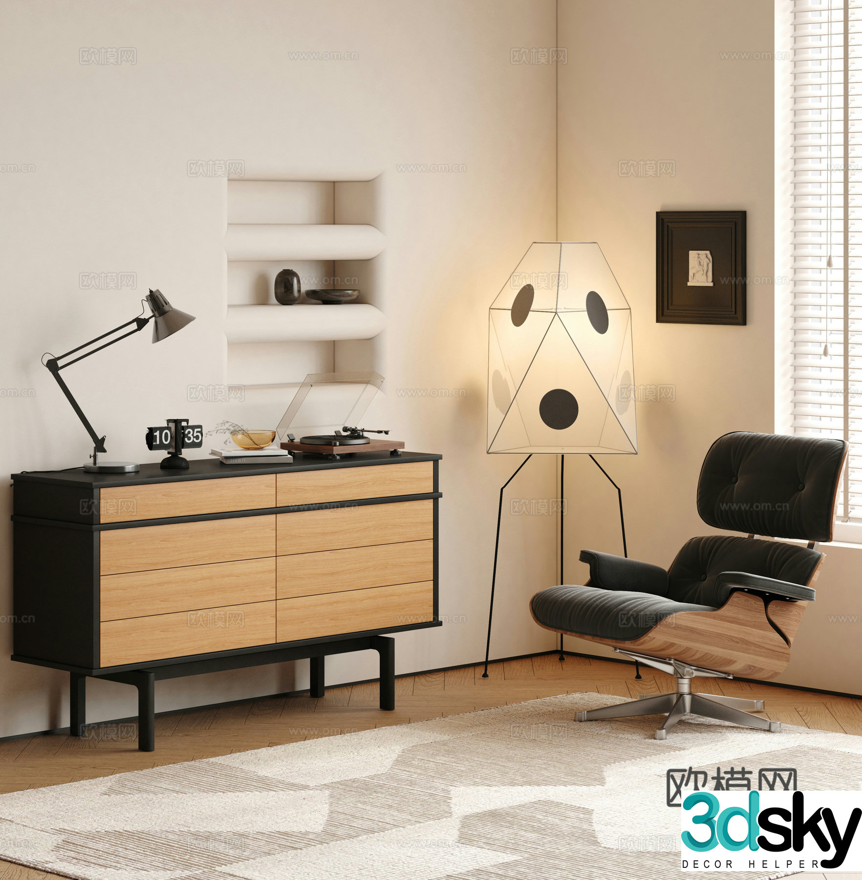 Italian style entrance cabinet locker 3d model