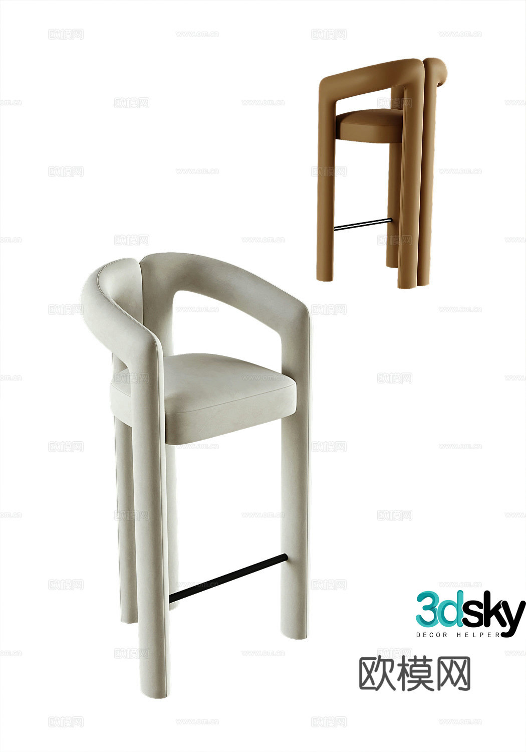 Modern bar stool bar stool high stool 3d model