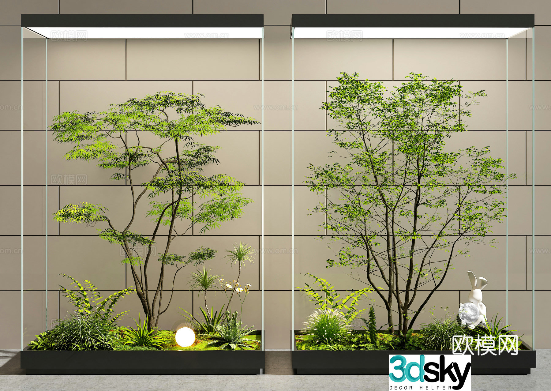 Modern interior landscape plant pile landscape tree 3d model