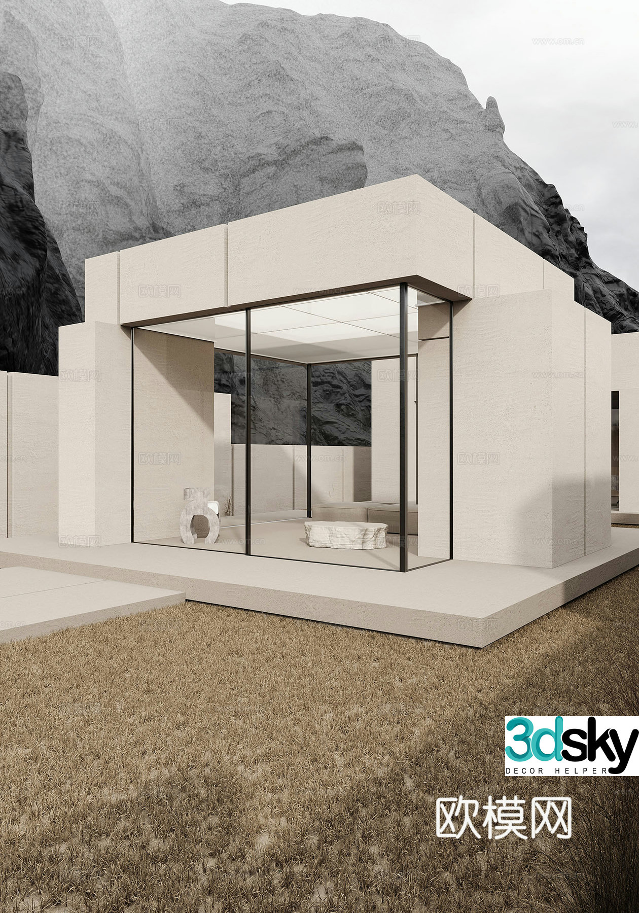 Modern villa exterior 3d model