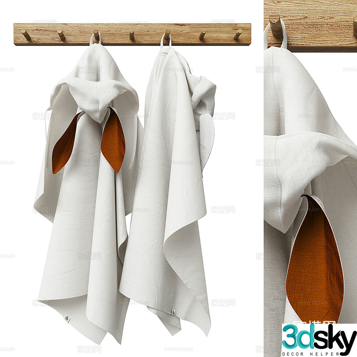 Hooded baby towel linen towel 3d model