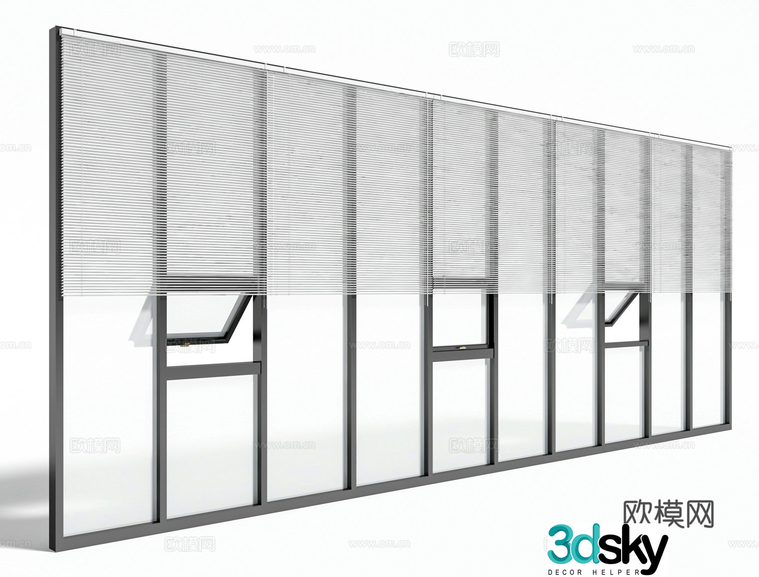 Venetian blinds curtain wall window 3d model