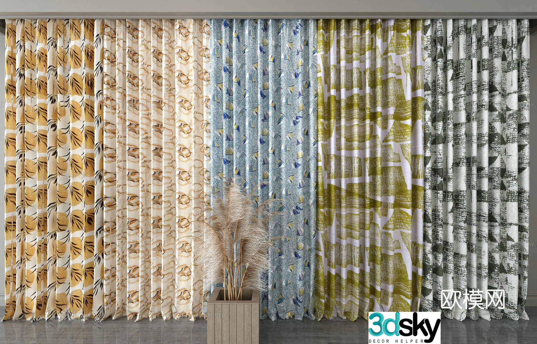 Printed curtains 3d model