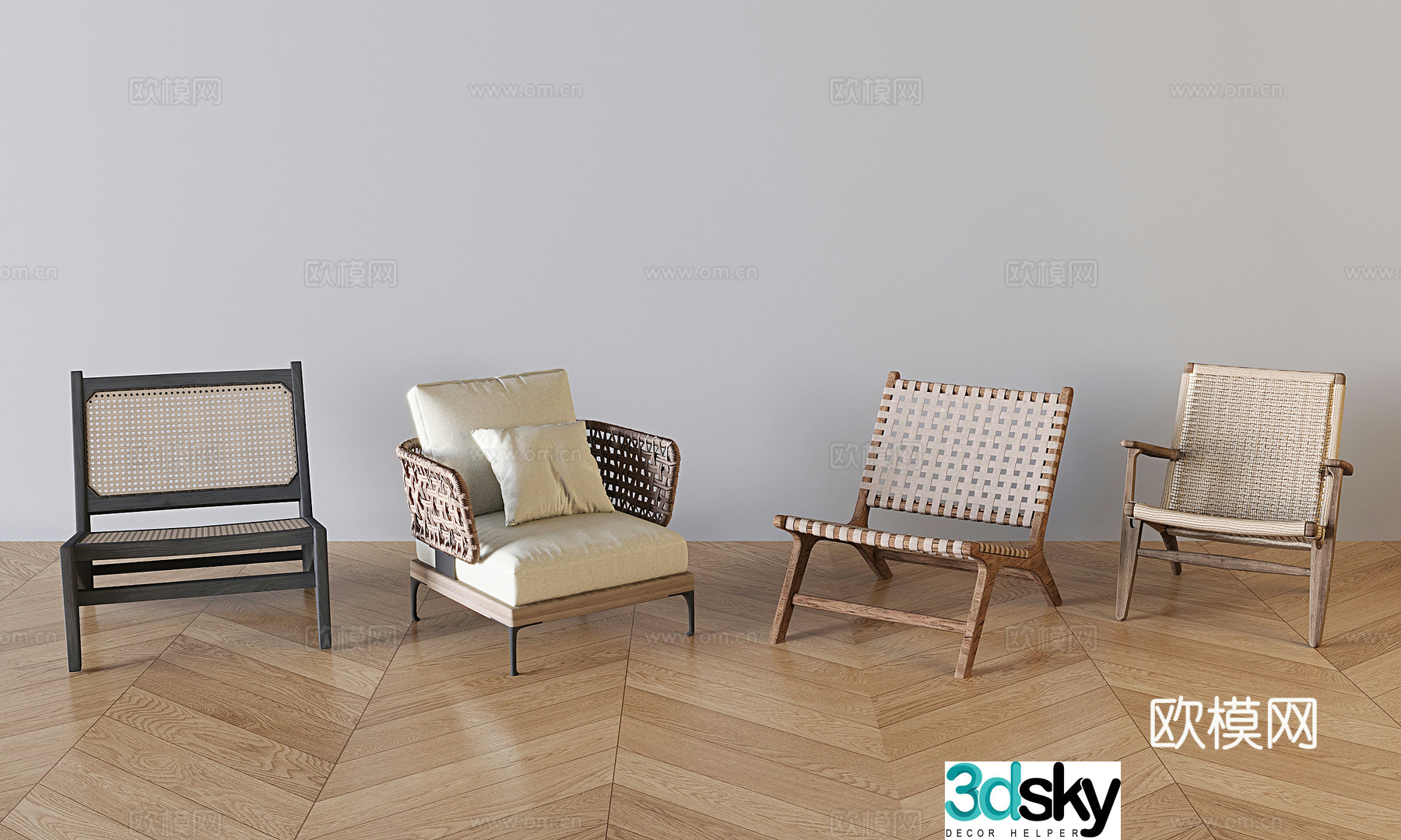 Wabi Sabi leisure chair sofa chair wicker chair 3D model