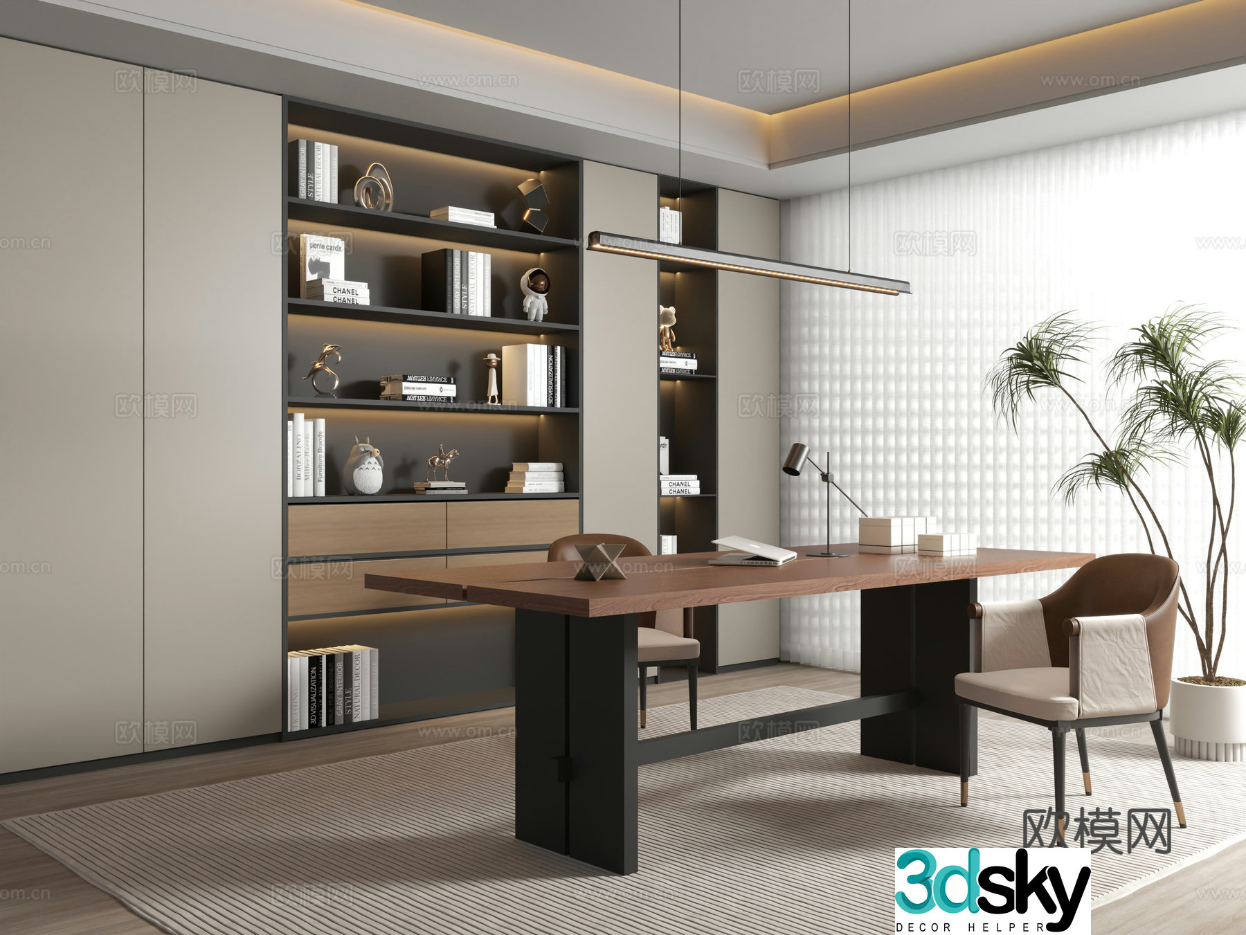 Modern study room 3d model