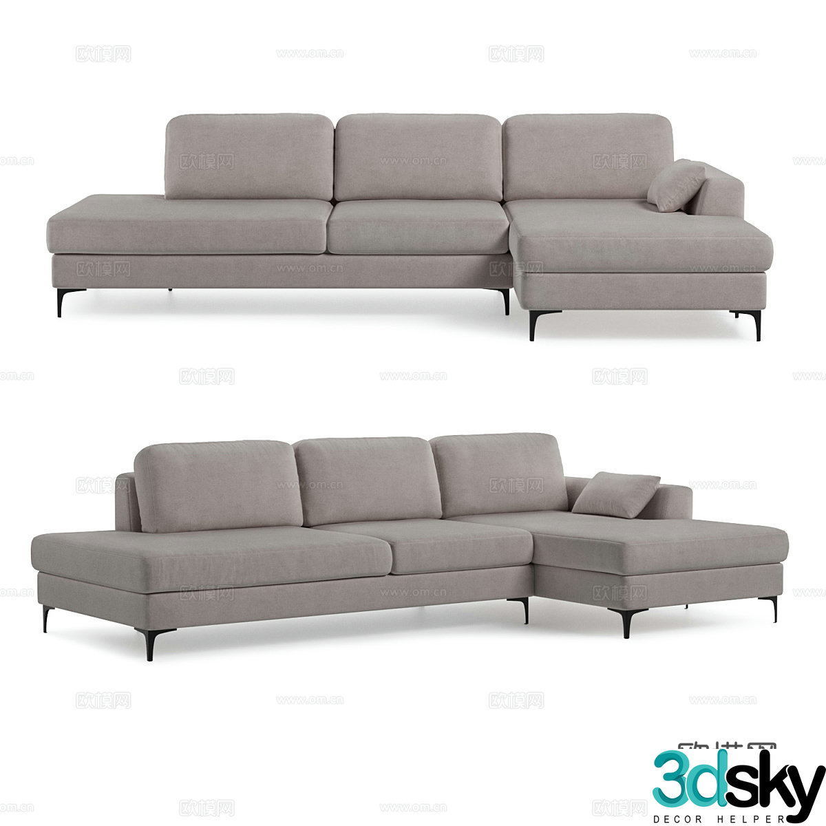 Modern multi-seater sofa corner sofa 3d model