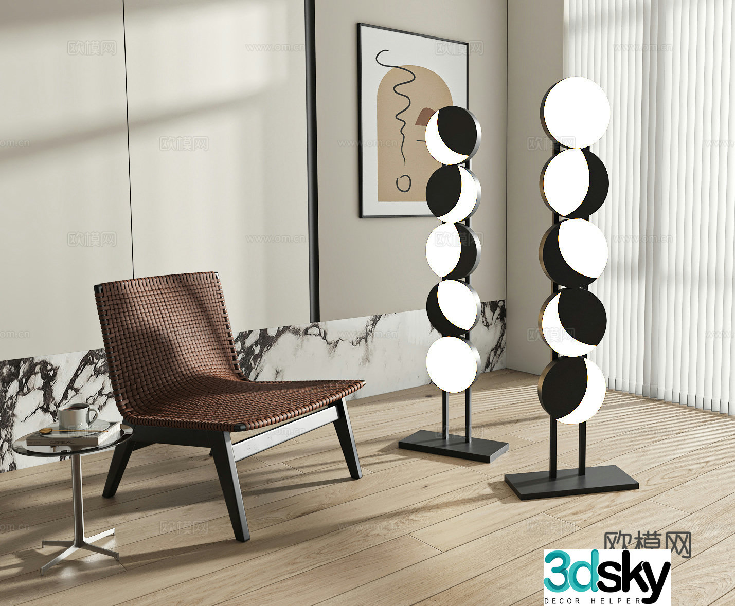 Moon phase floor lamp 3d model