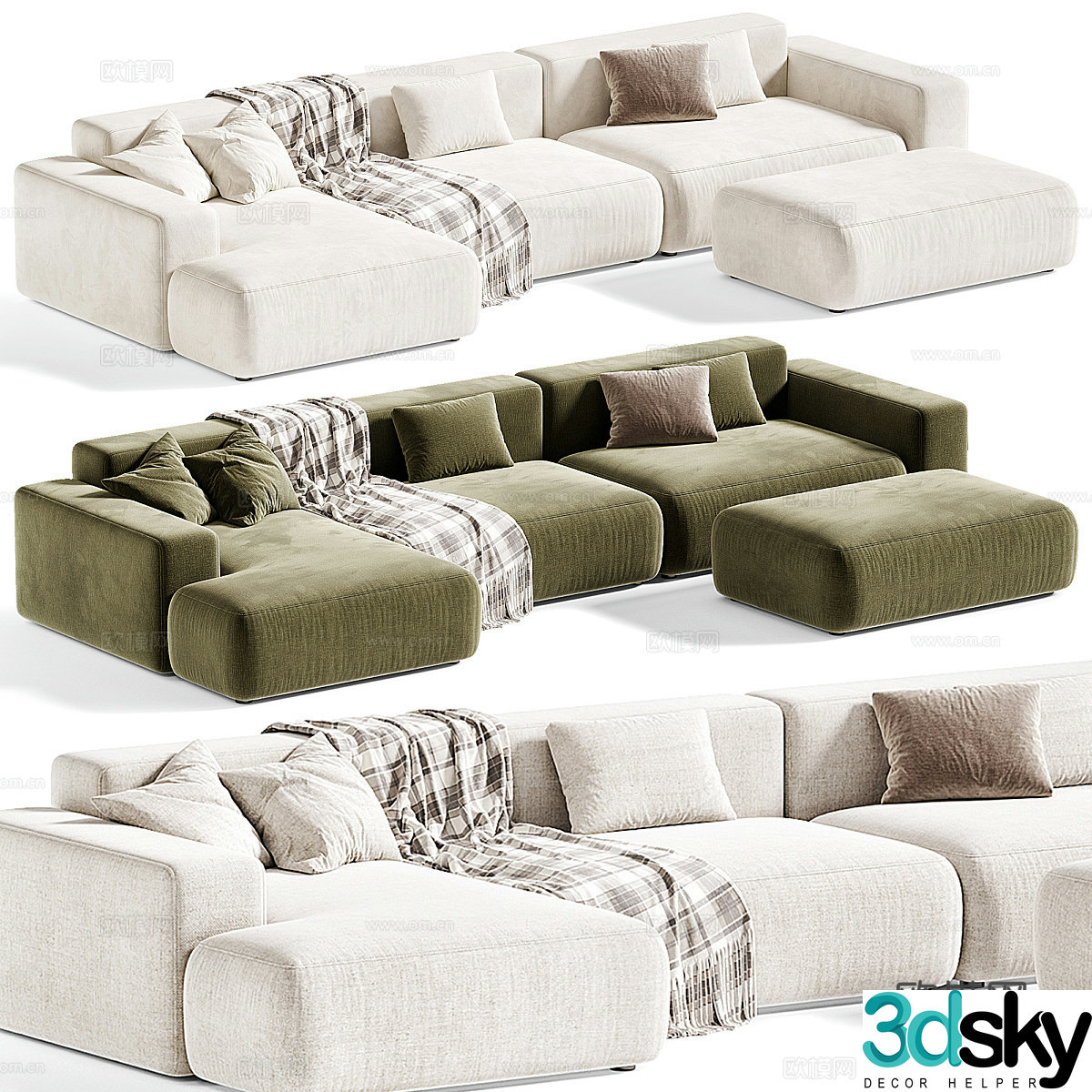 Lavsit multi-person sofa corner sofa 3d model
