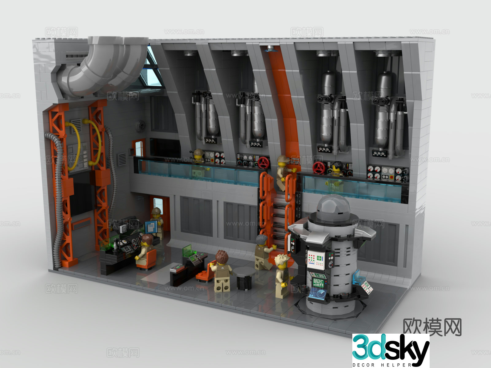 LEGO chemical plant engineer building block toy 3d model