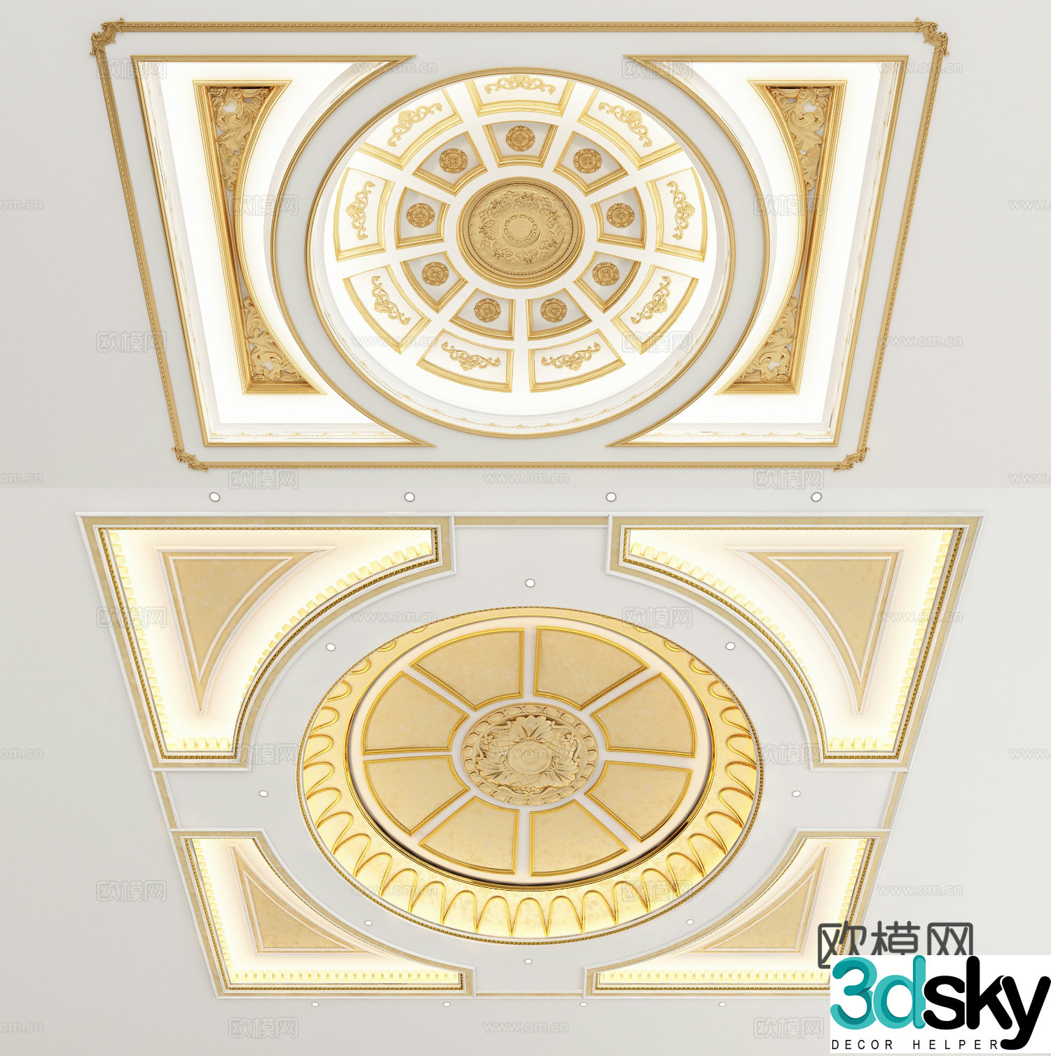 European style vaulted ceiling carved ceiling 3d model