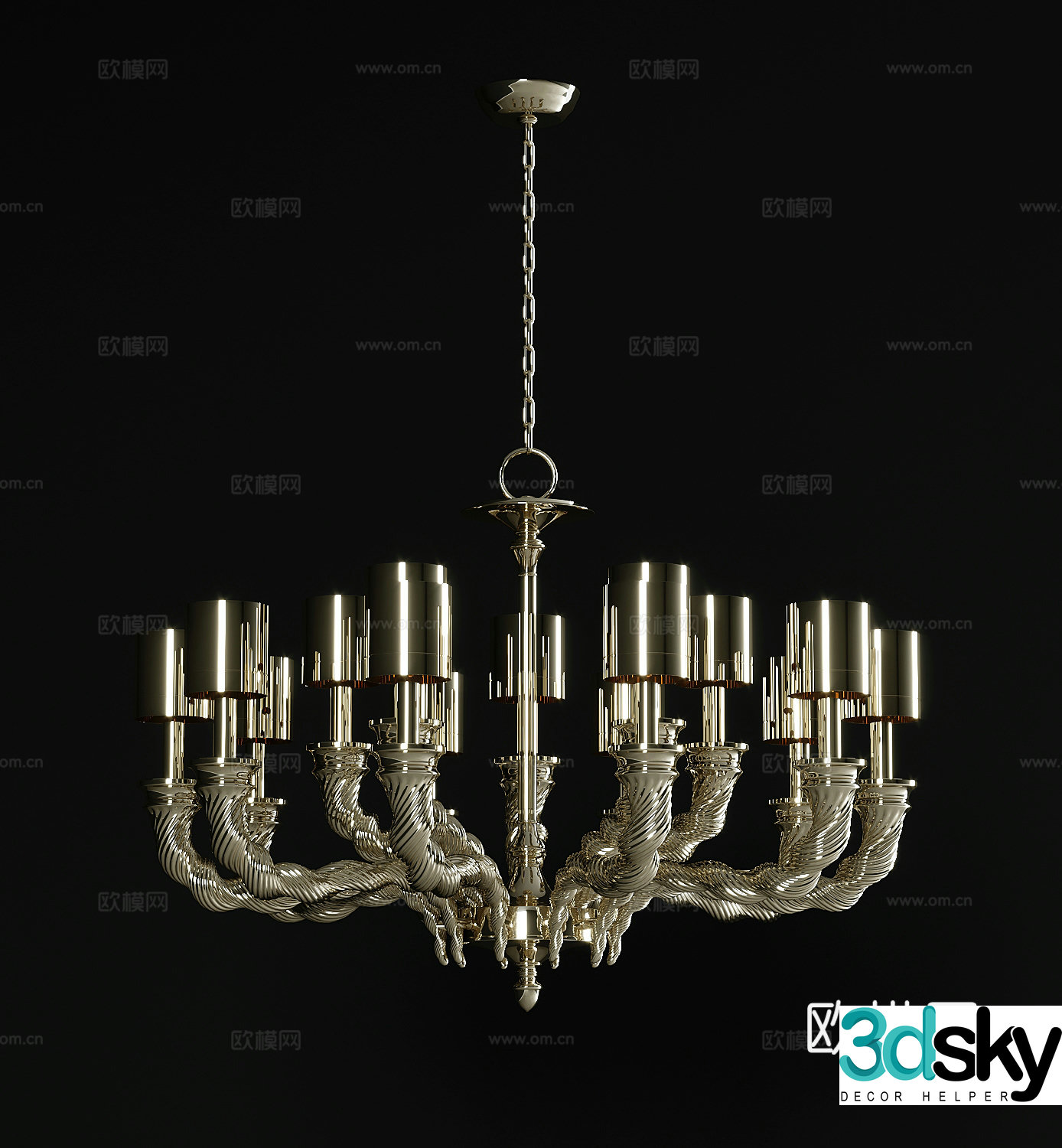 American chandelier hall chandelier 3d model