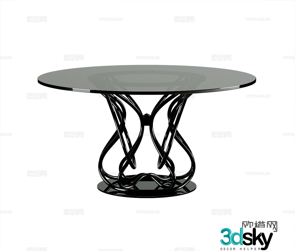 Modern glass dining table round dining table 3d model