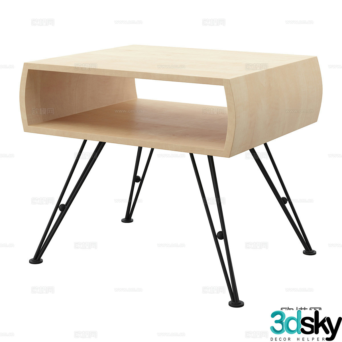 Nordic simple bedside table 3d model