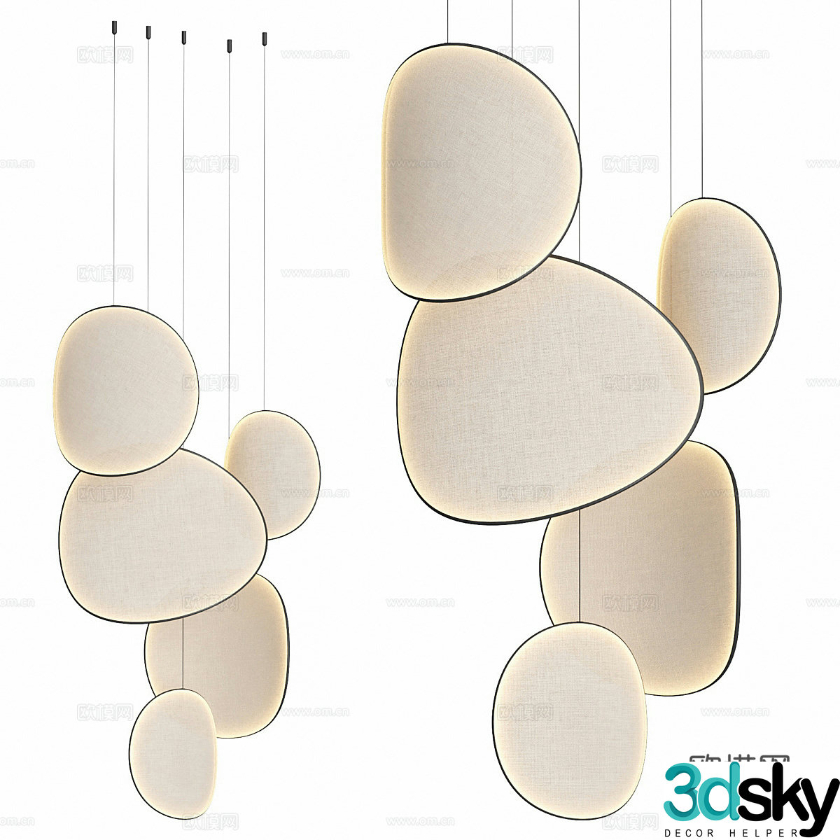 IIII 09 LED modern fabric decorative lamp 3d model