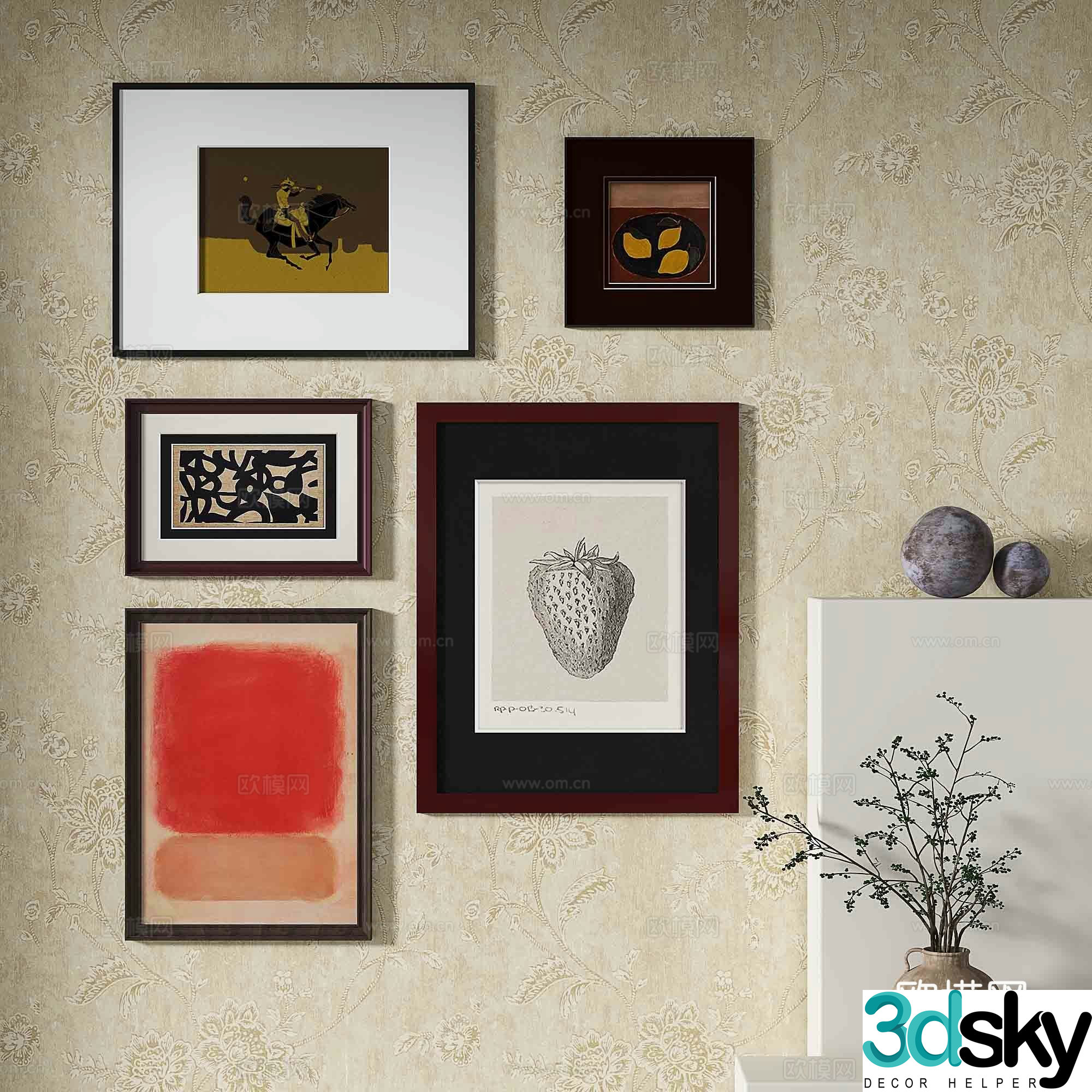 Simple European abstract painting decorative painting 3d model