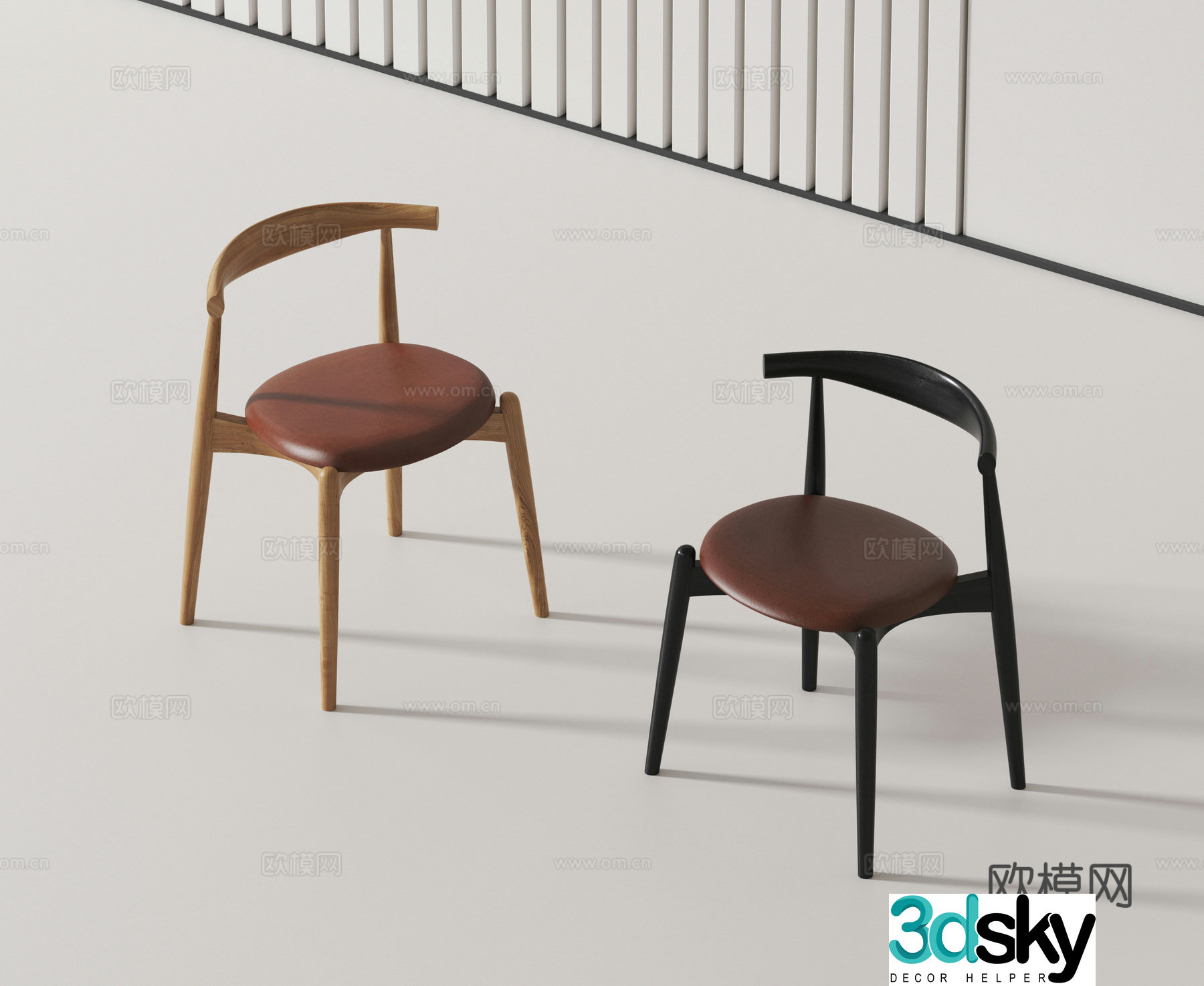 Modern single chair dining chair 3d model