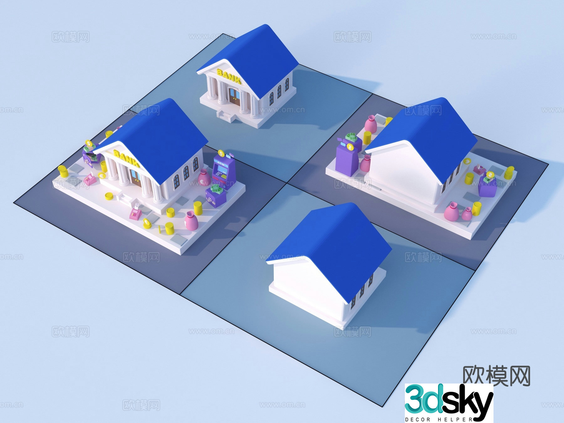 Cartoon toys architectural sketch 3d model