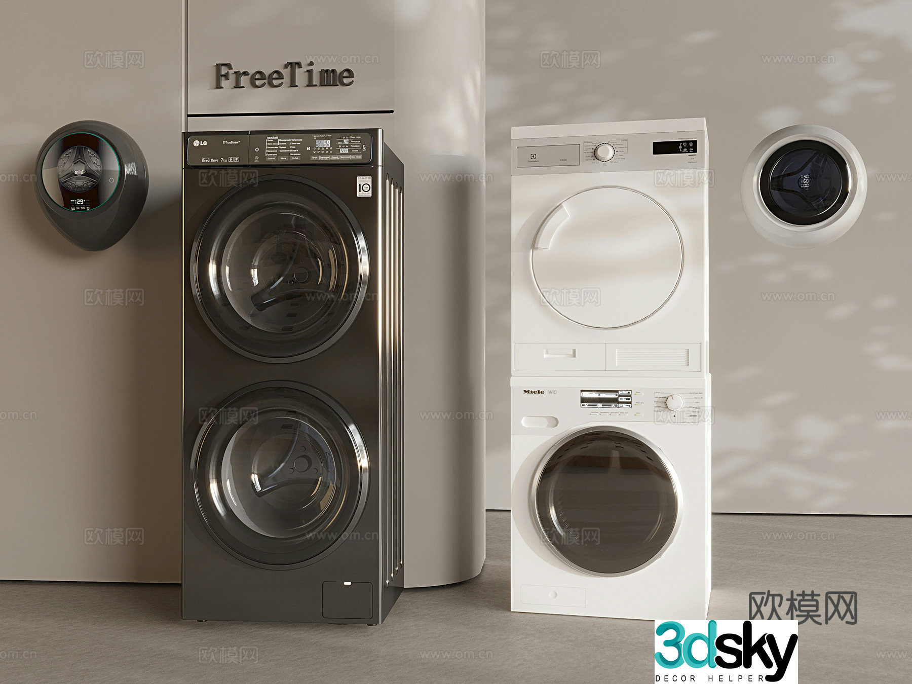 Dryer wall-mounted washing machine drying and washing integrated 3D model