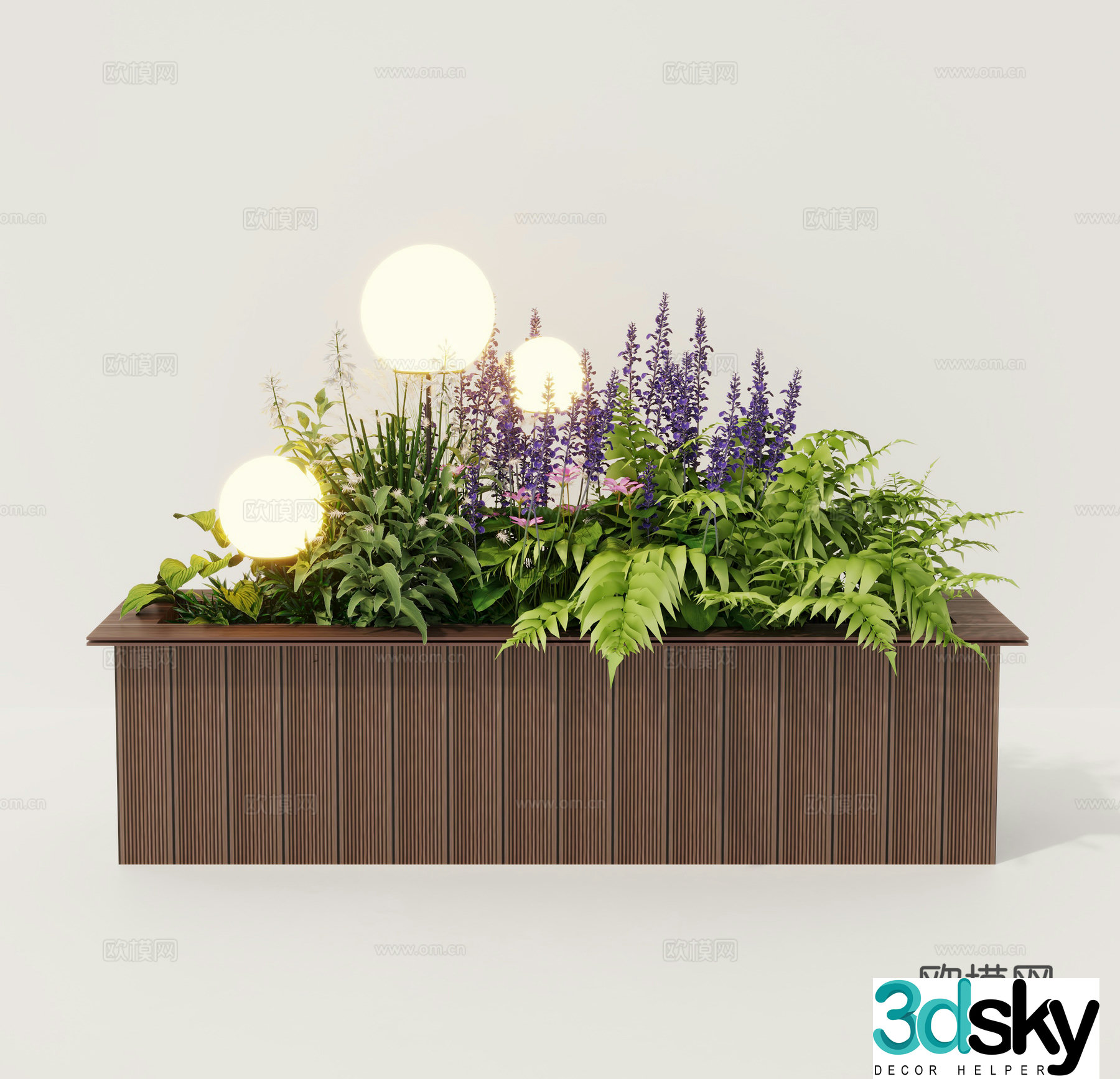 Landscape flower box outdoor plant 3d model