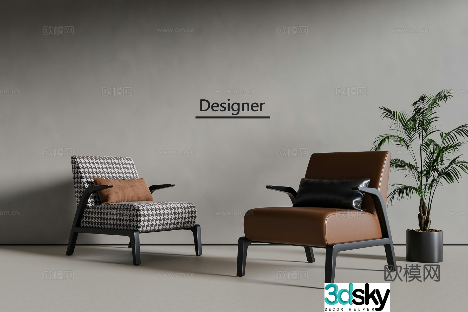 Italian sofa chair leisure chair 3d model
