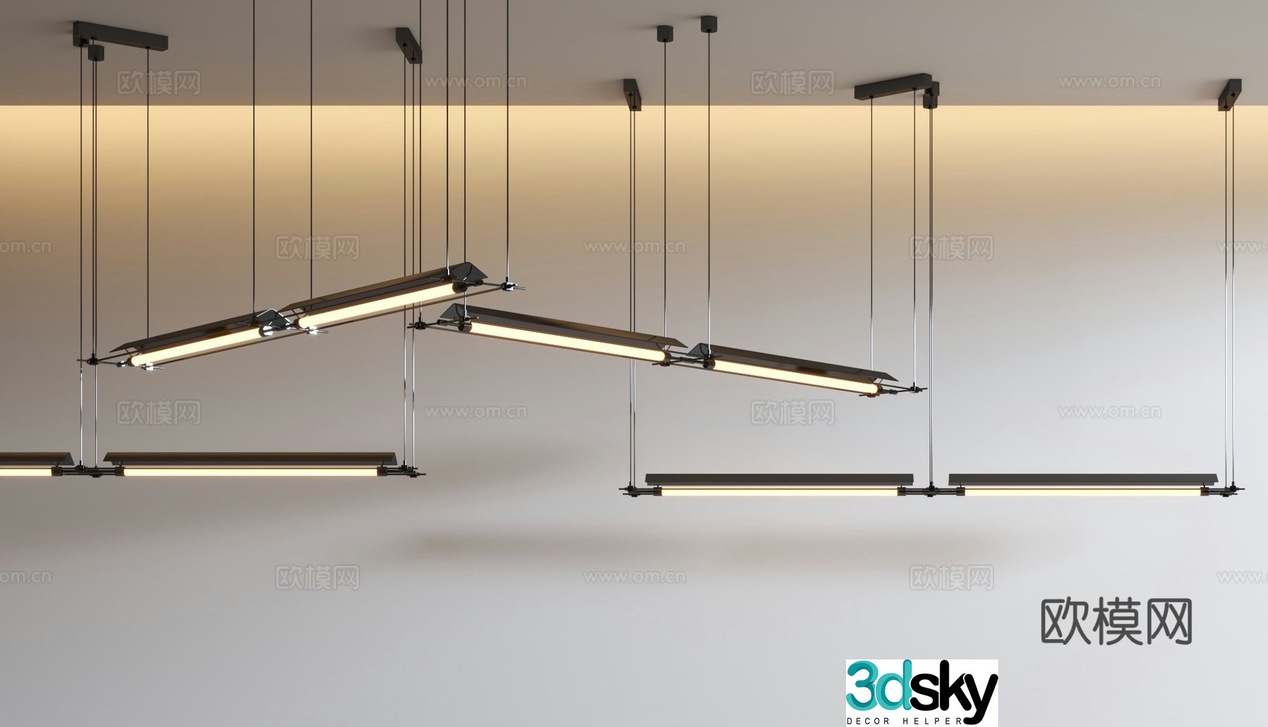 Modern long chandelier restaurant chandelier bar chandelier 3d model