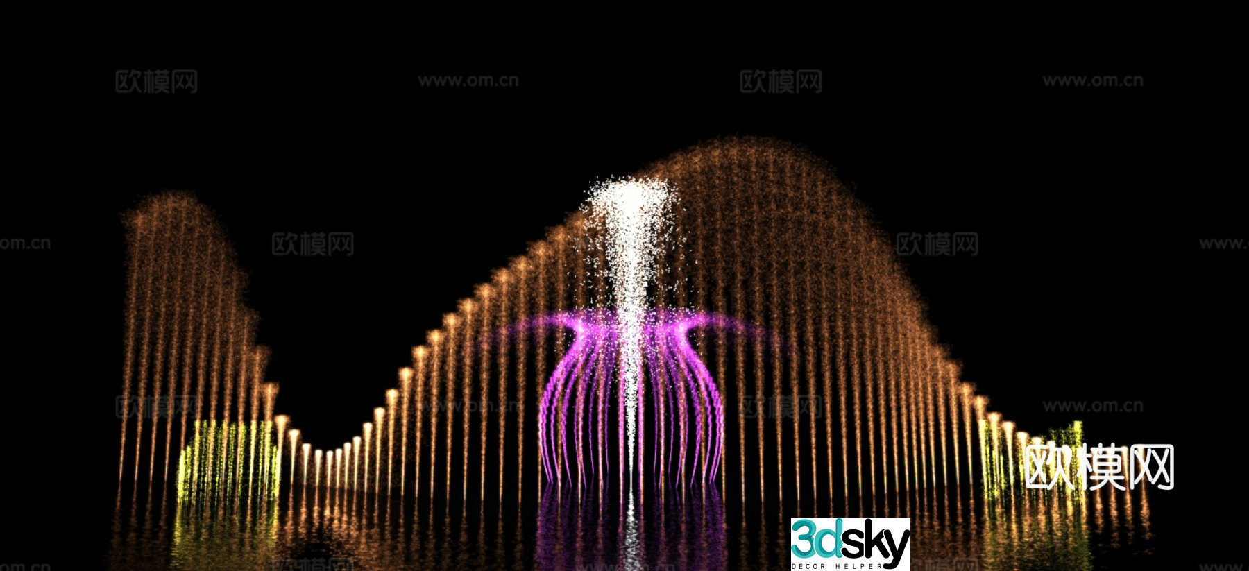 Night scene fountain 3d model