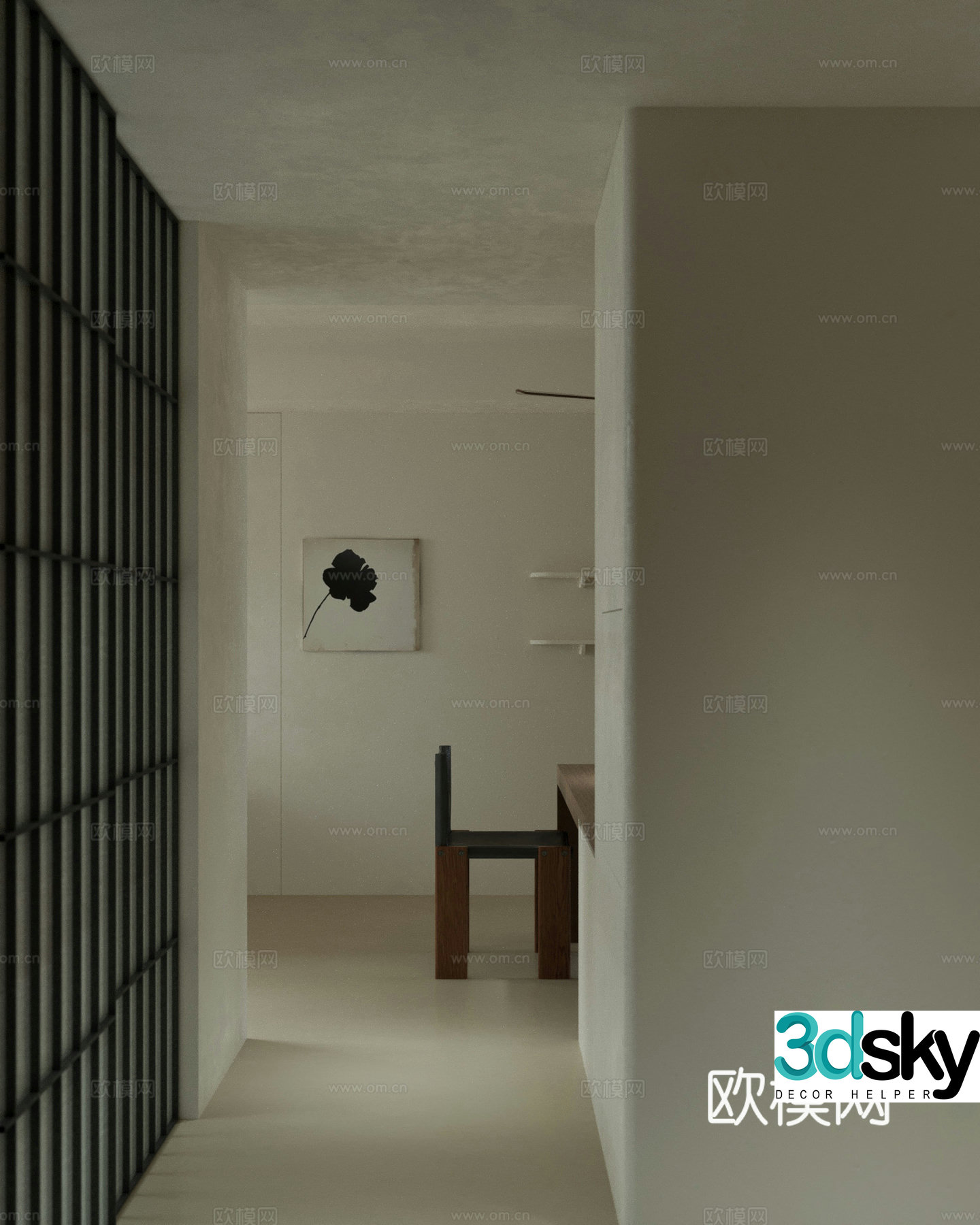 Wabi-sabi entrance aisle 3D model
