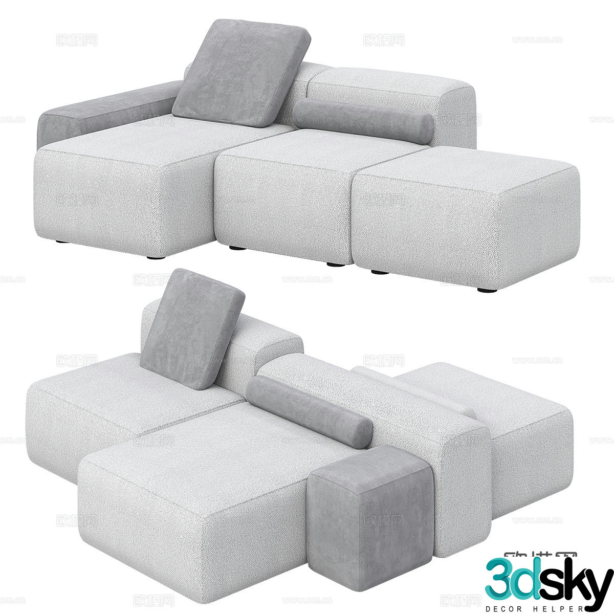 Modern multi-seater sofa 3d model