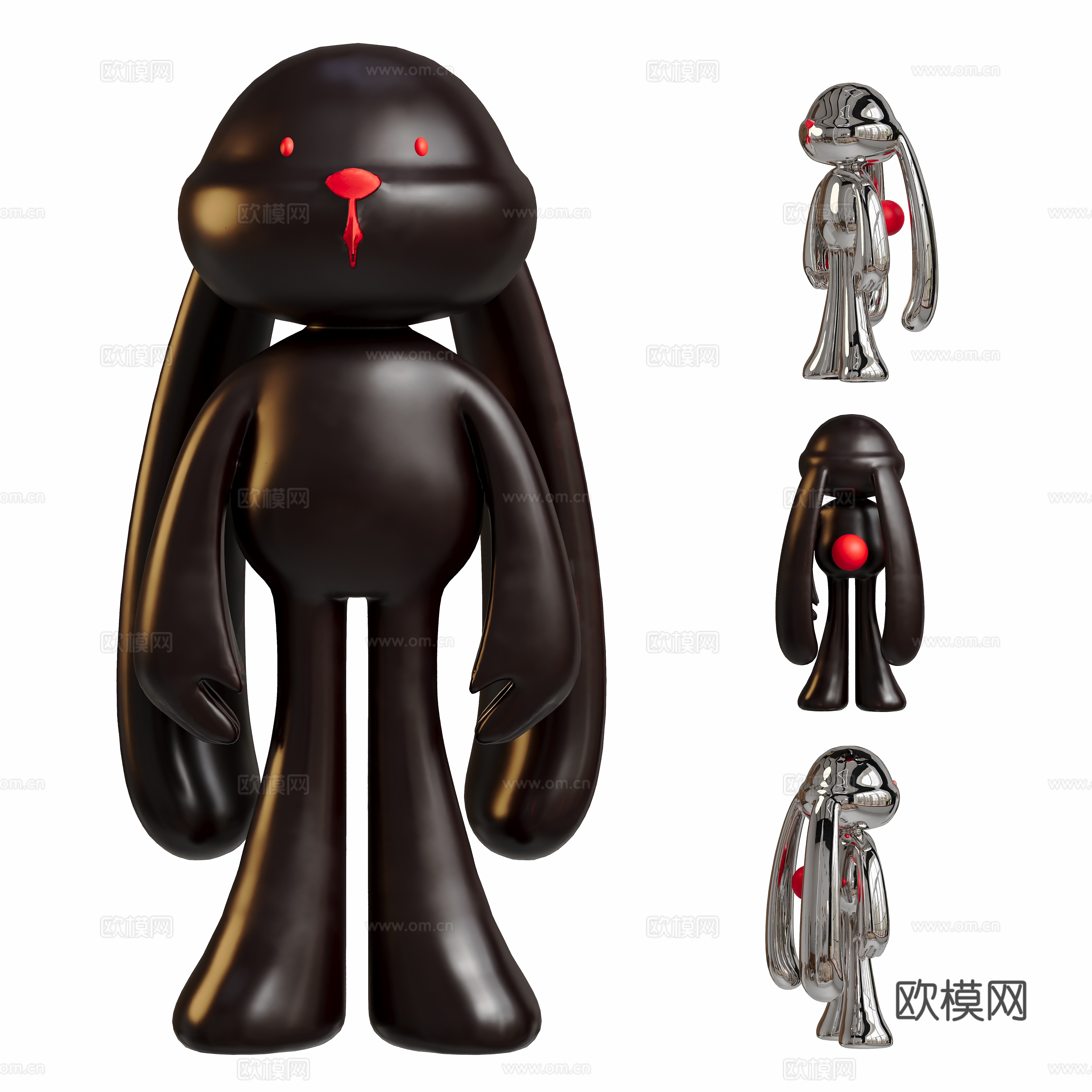 Modern doll rabbit trendy ornament 3d model