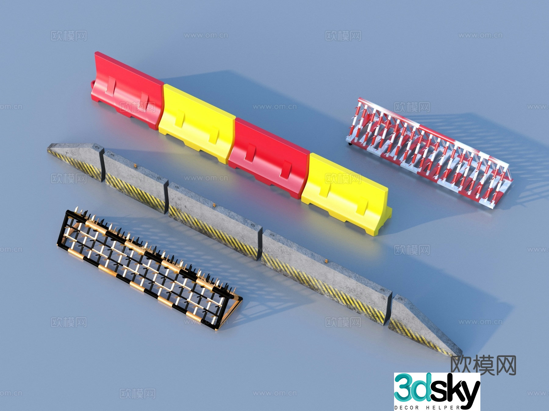 Construction roadblock warning 3d model
