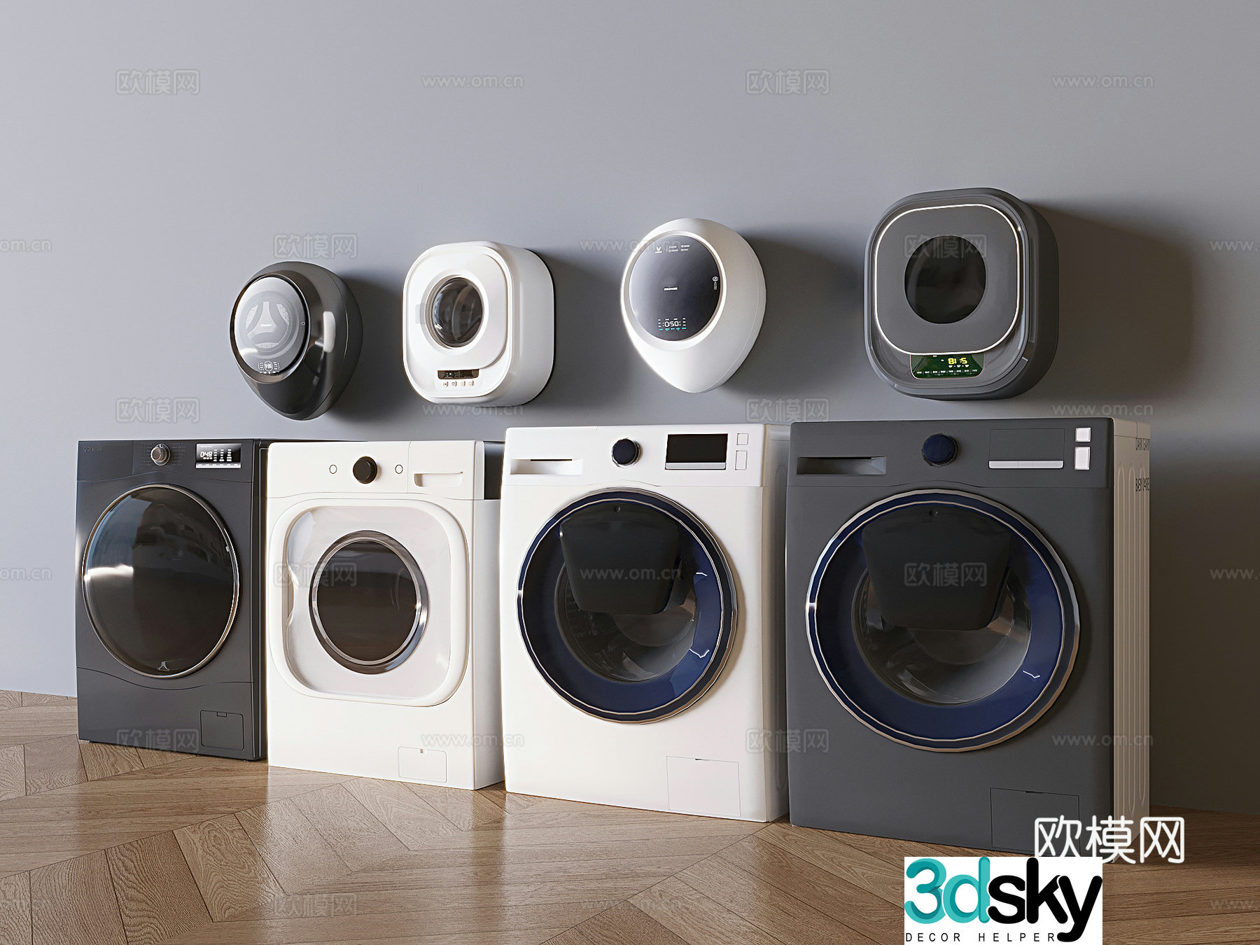 Modern washing machine dryer wall-mounted drying and washing integrated 3D model