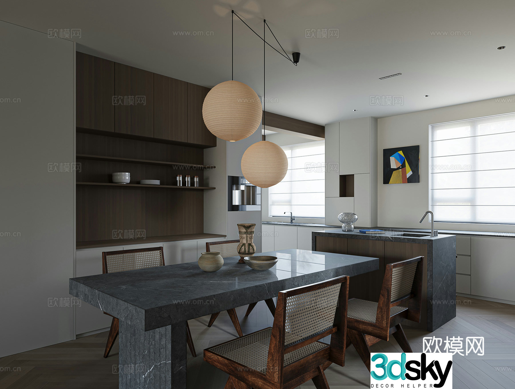 Modern island restaurant 3d model