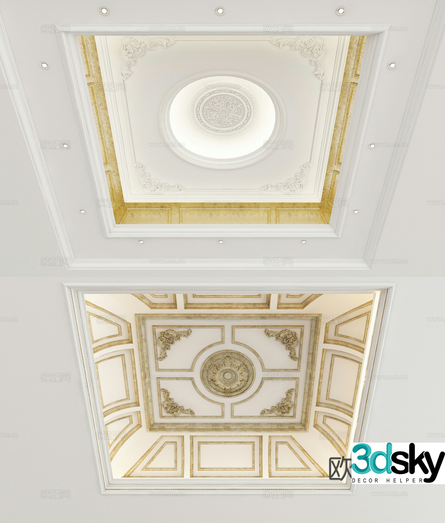 European vaulted ceiling carved ceiling 3D model