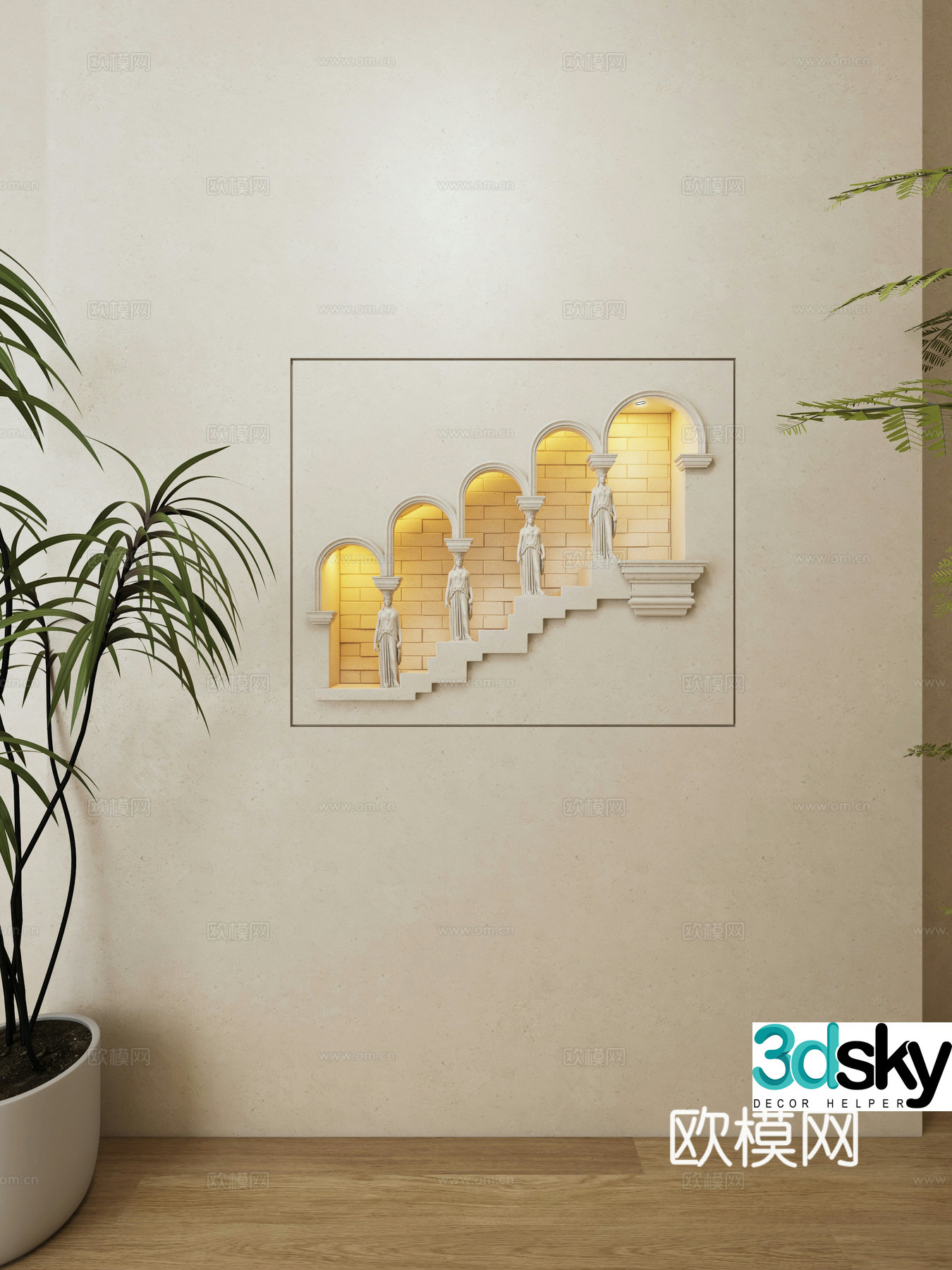 European plaster wall lamp 3d model