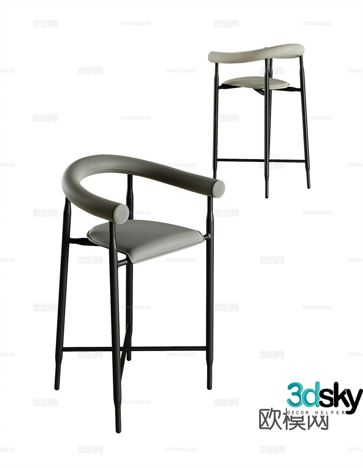 Modern bar stool bar stool high stool 3d model