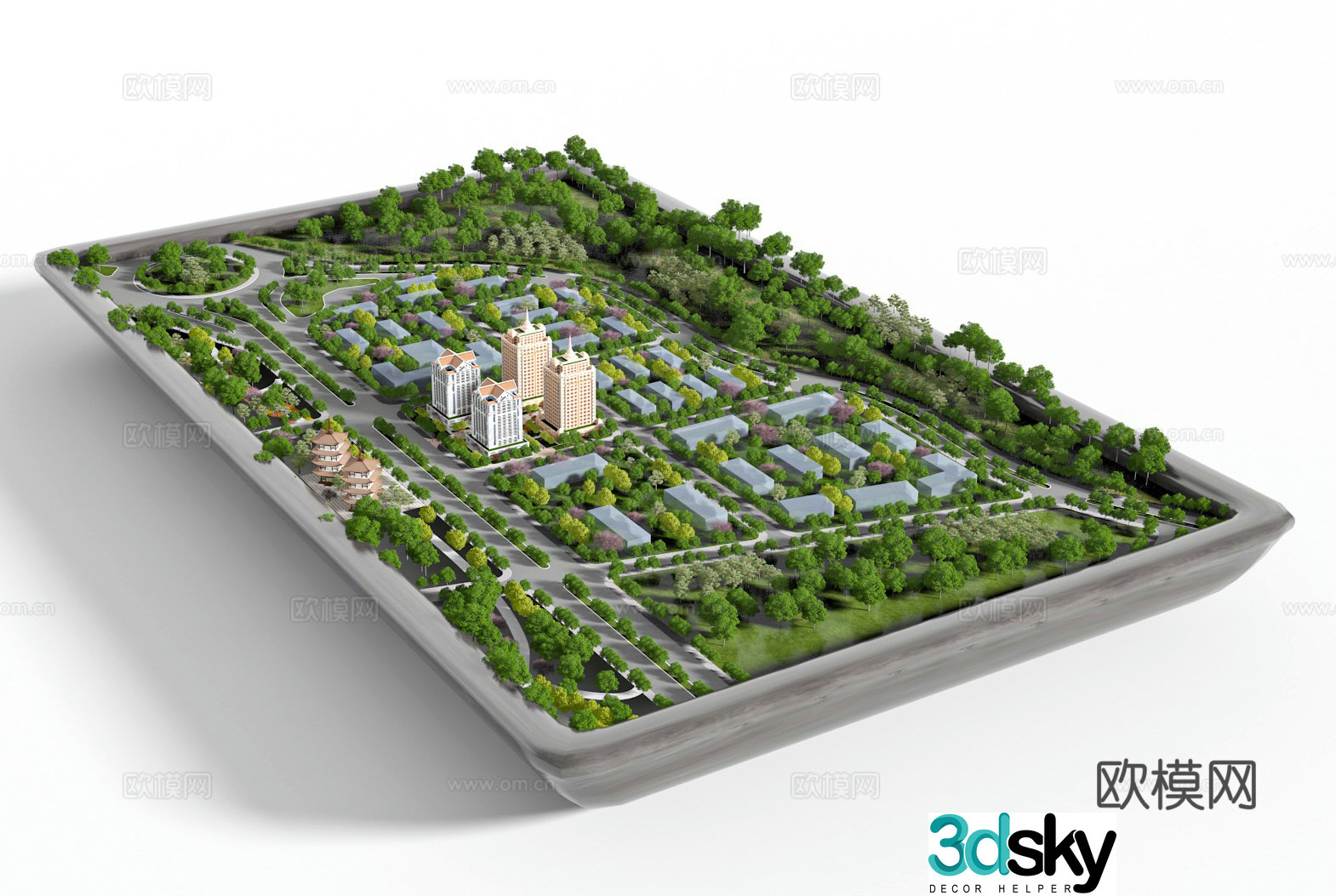 Sand table real estate aerial view 3d model