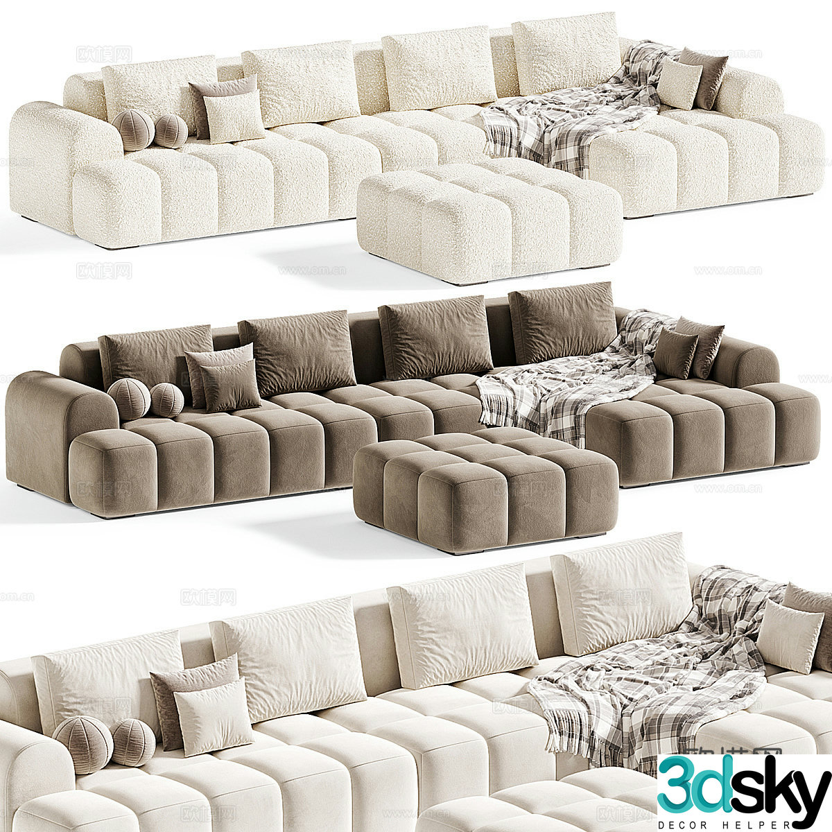 Litfad multi-person sofa corner sofa 3d model