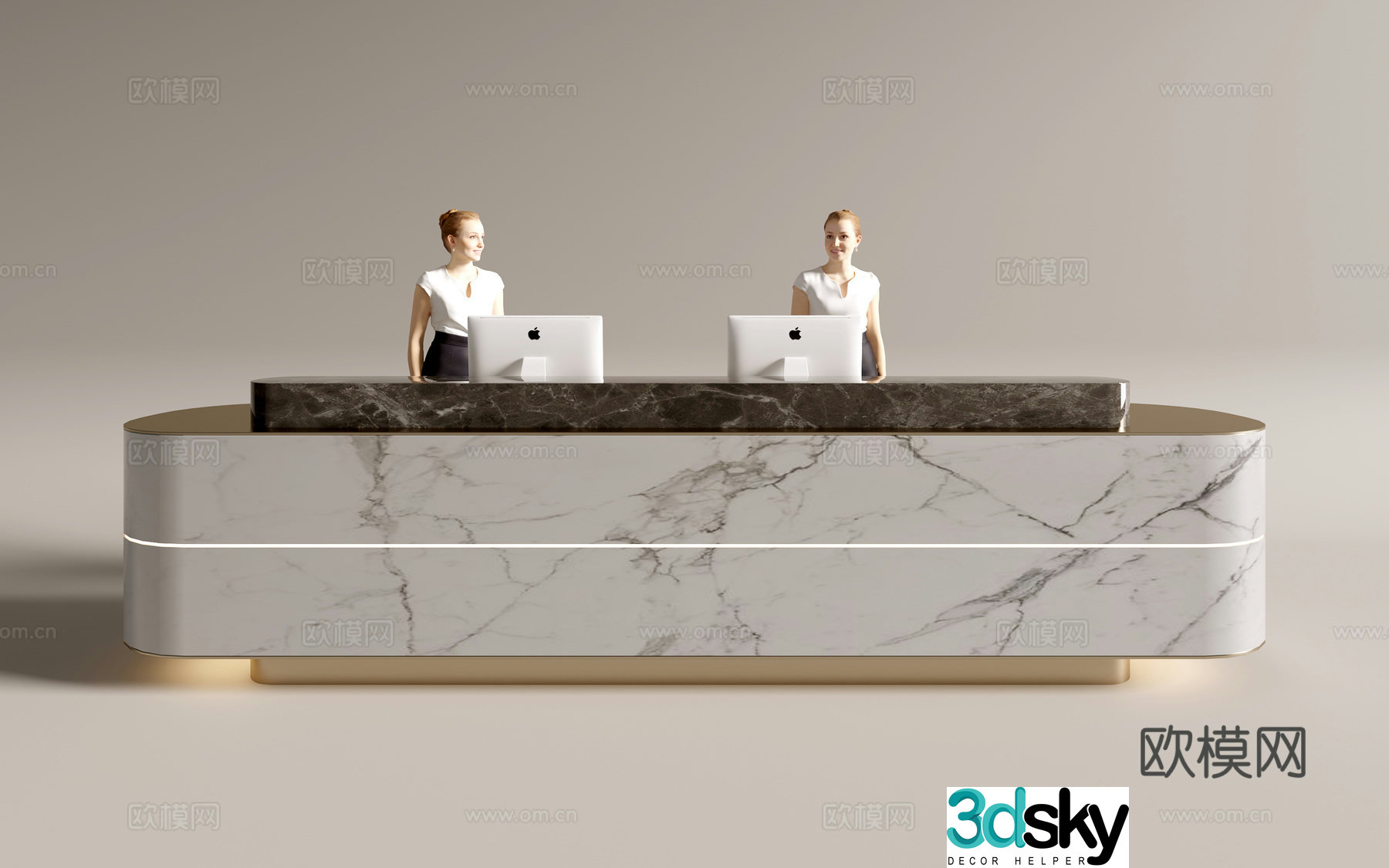 Modern company front desk reception desk service desk 3d model