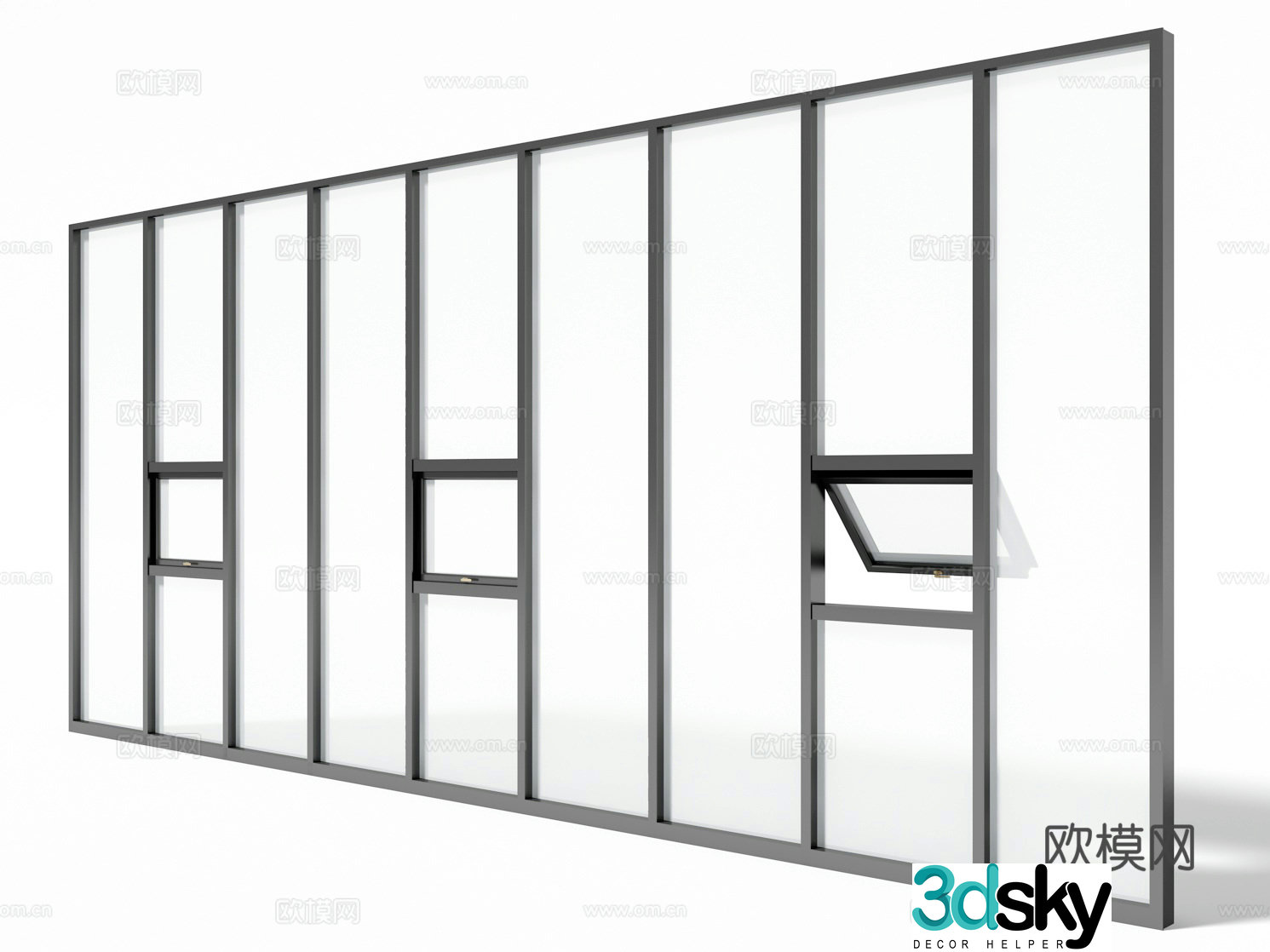Floor to ceiling window curtain wall window 3d model